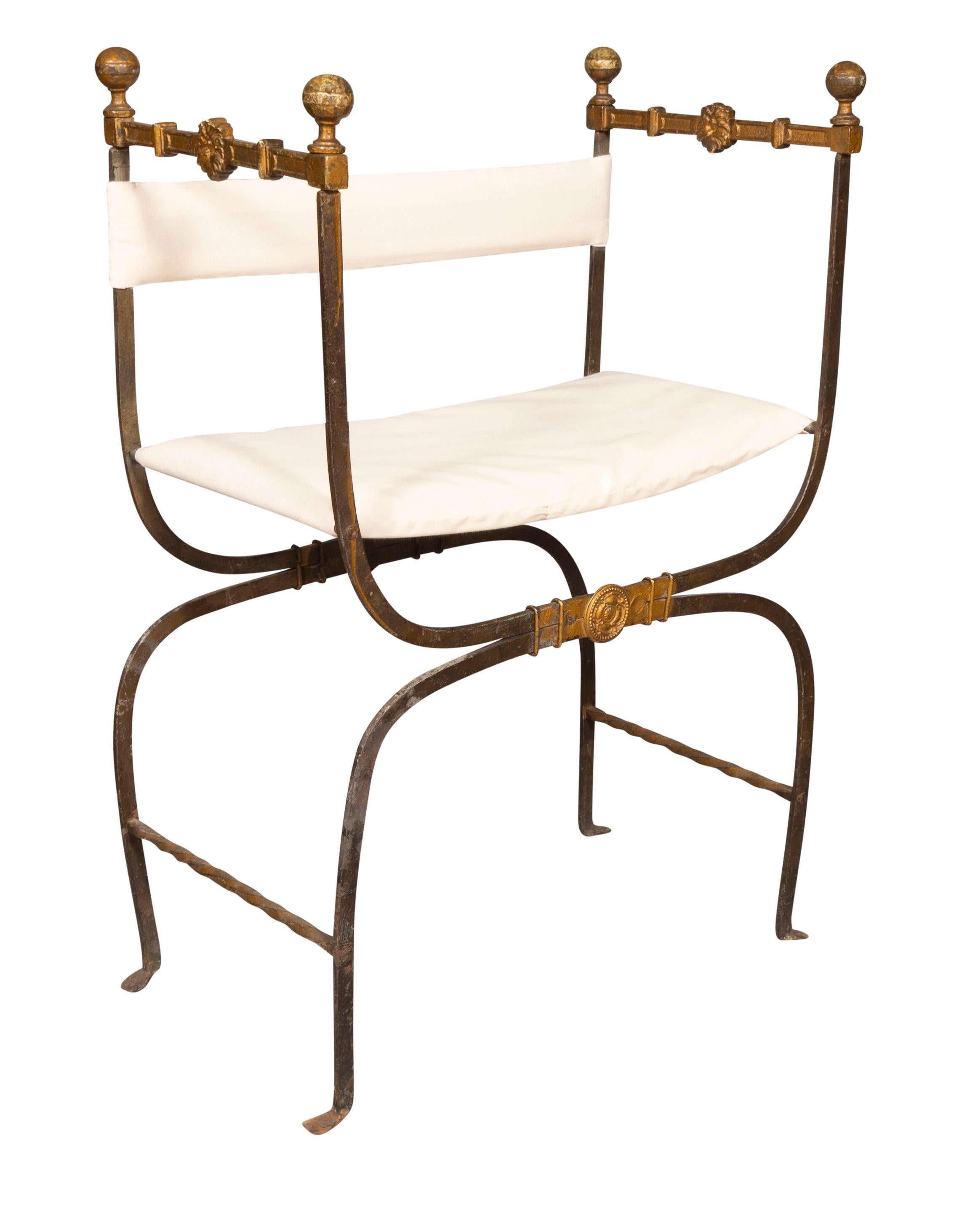 Renaissance Style Wrought Iron And Bronze Armchair 1