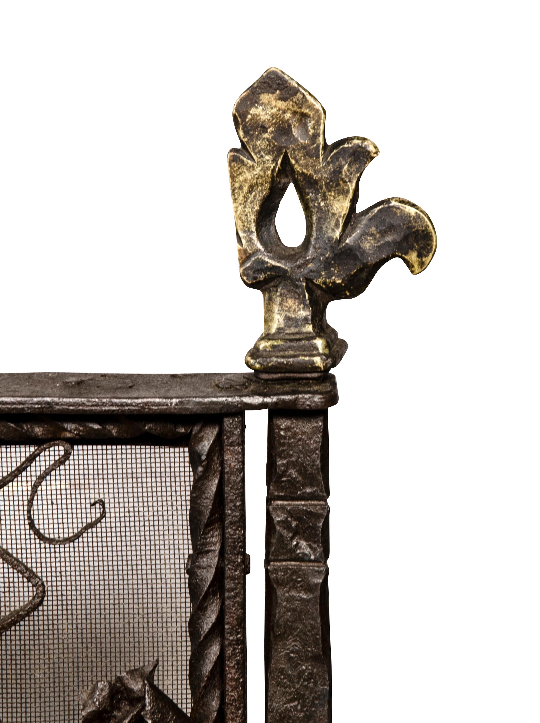Renaissance Style Wrought Iron Fire Screen For Sale 7