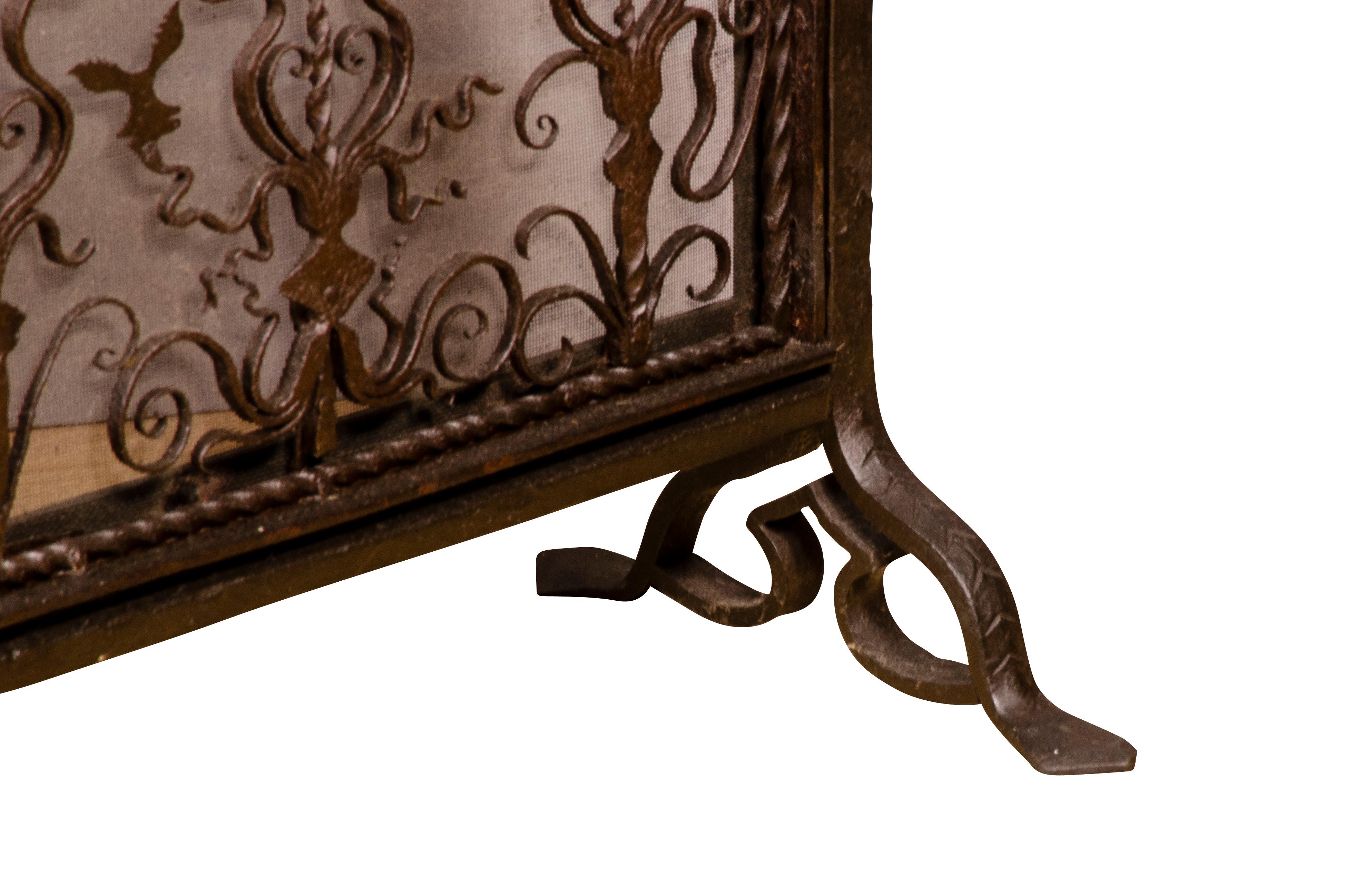 Renaissance Style Wrought Iron Fire Screen For Sale 9