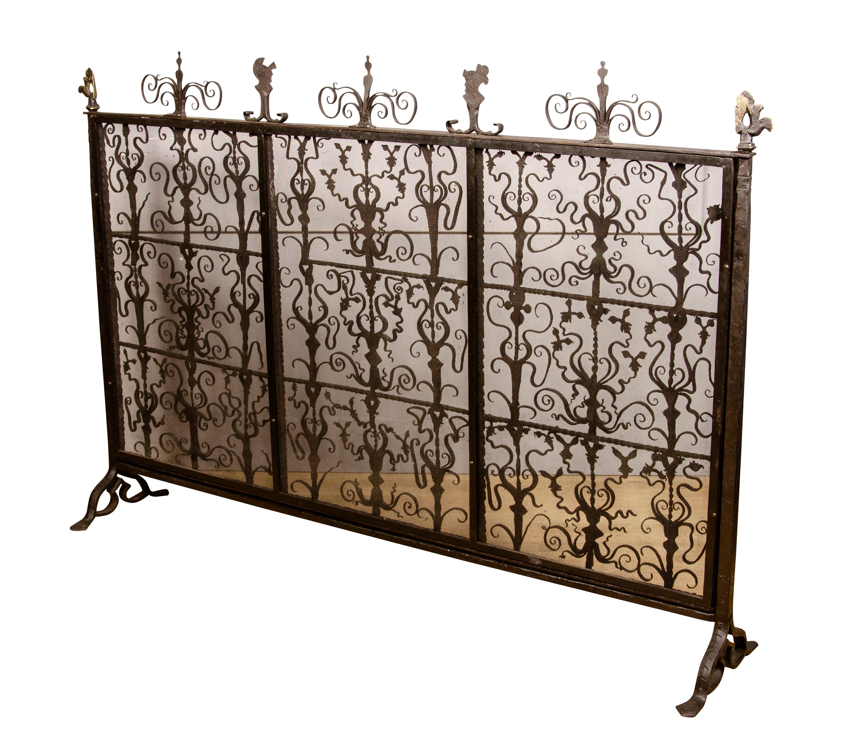 American Renaissance Style Wrought Iron Fire Screen For Sale