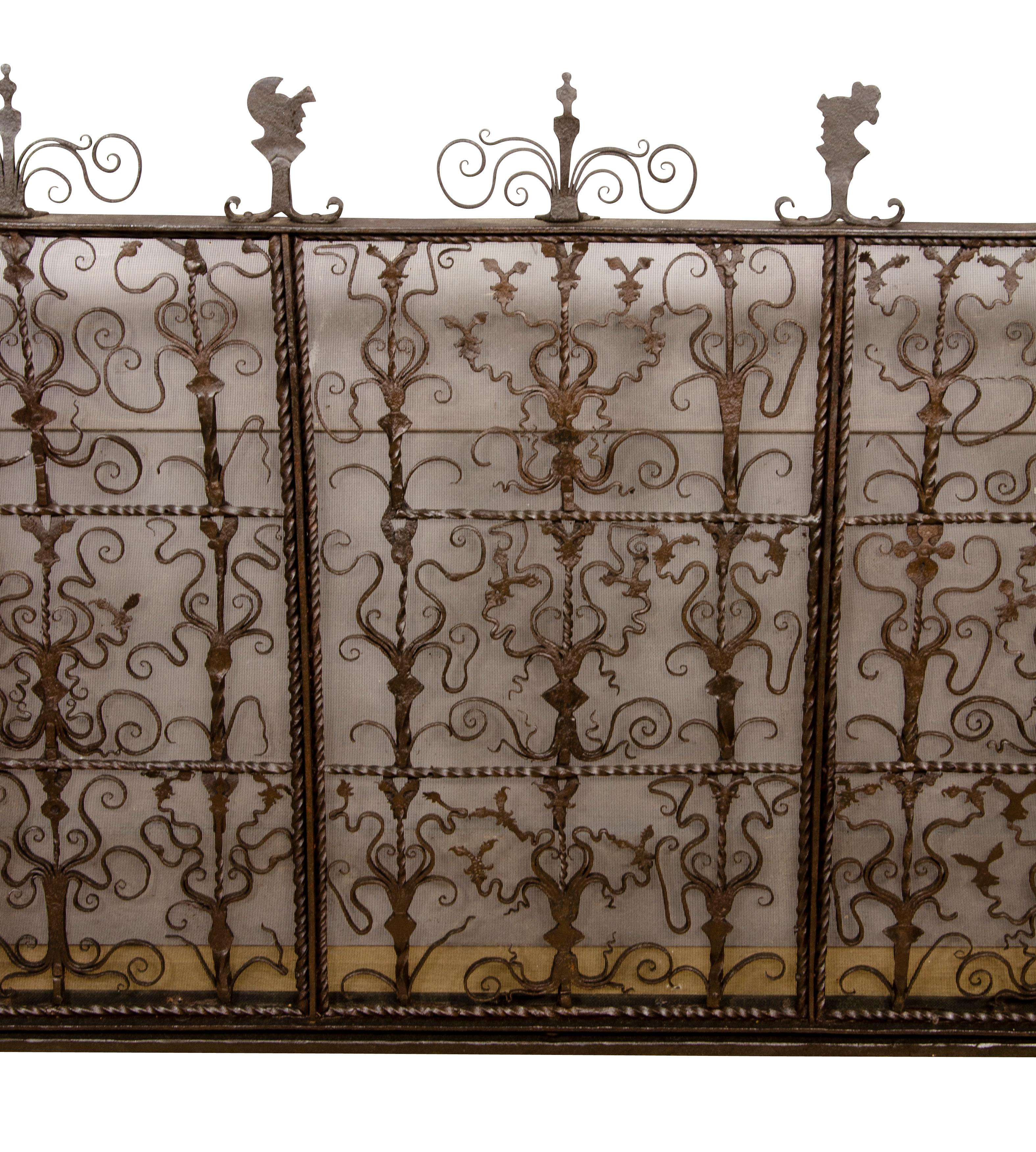 Late 19th Century Renaissance Style Wrought Iron Fire Screen For Sale