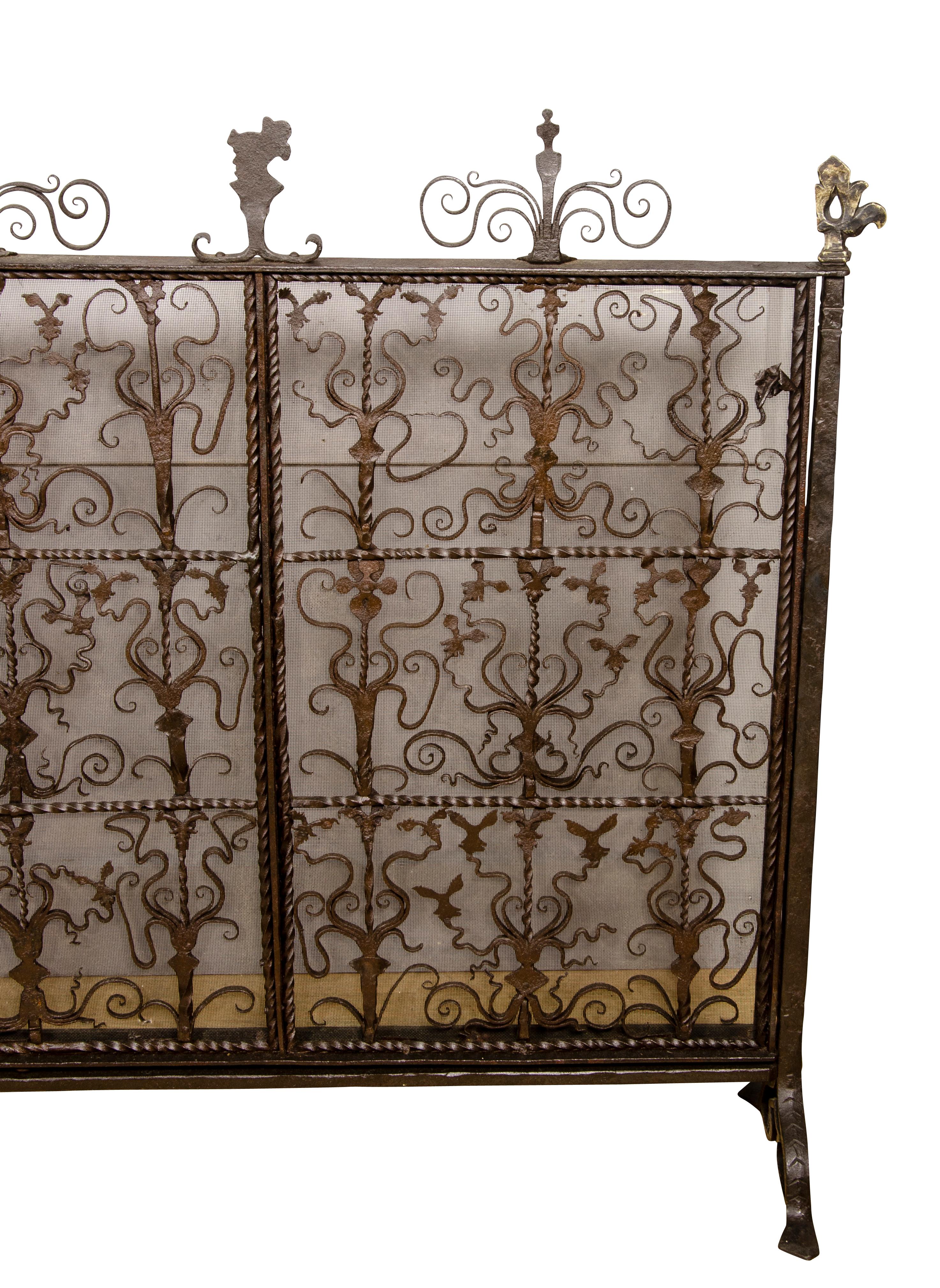 Renaissance Style Wrought Iron Fire Screen For Sale 1
