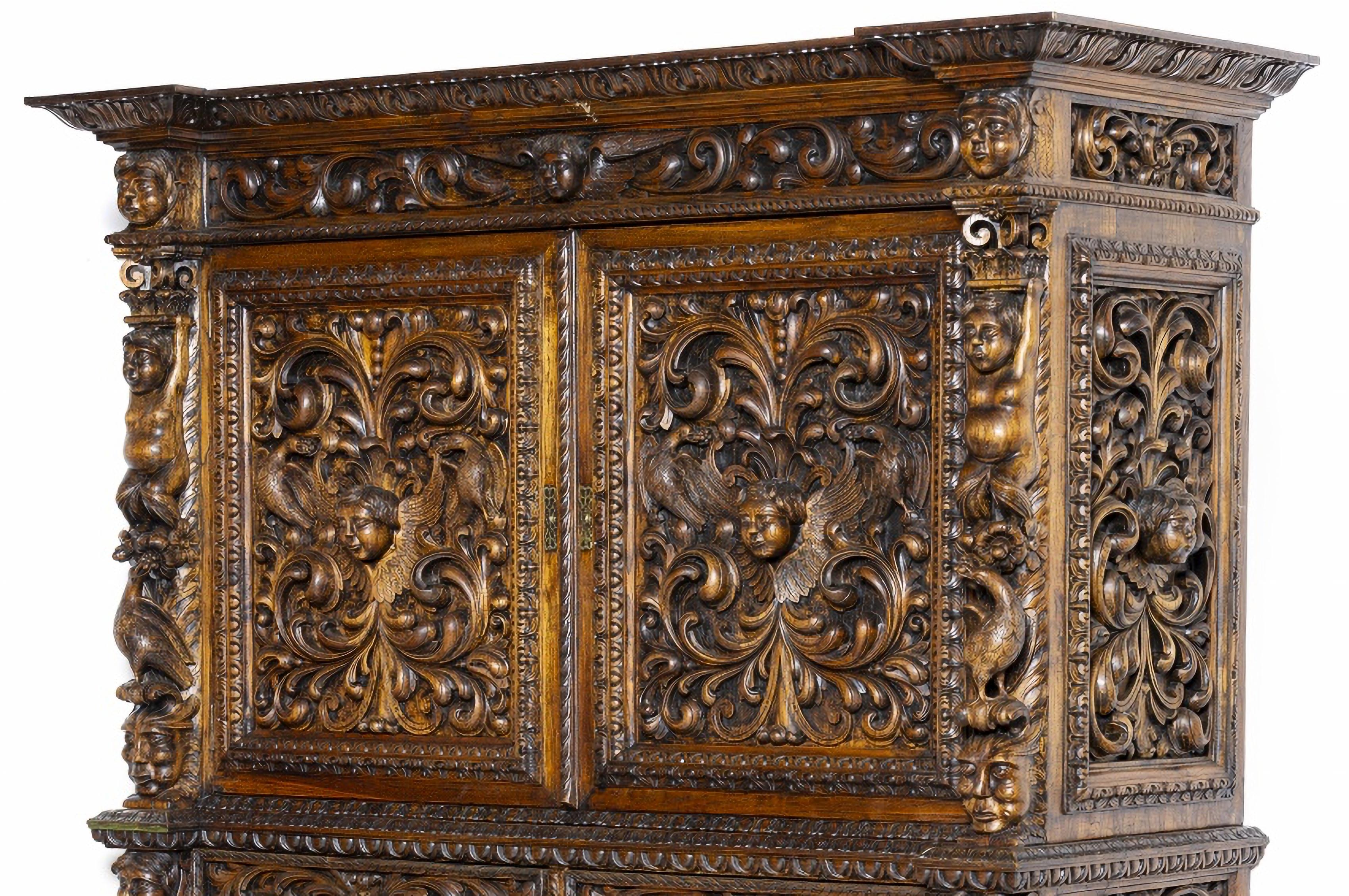 Barocco CABINET A DUE CORPI RINASCITA XIX secolo in vendita