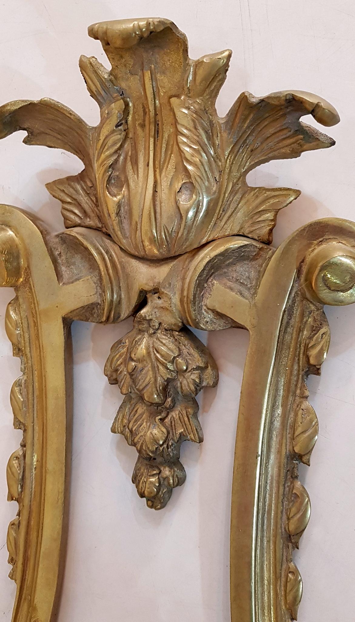 Large Bronze Wall Sconces Made in Italy For Sale 2