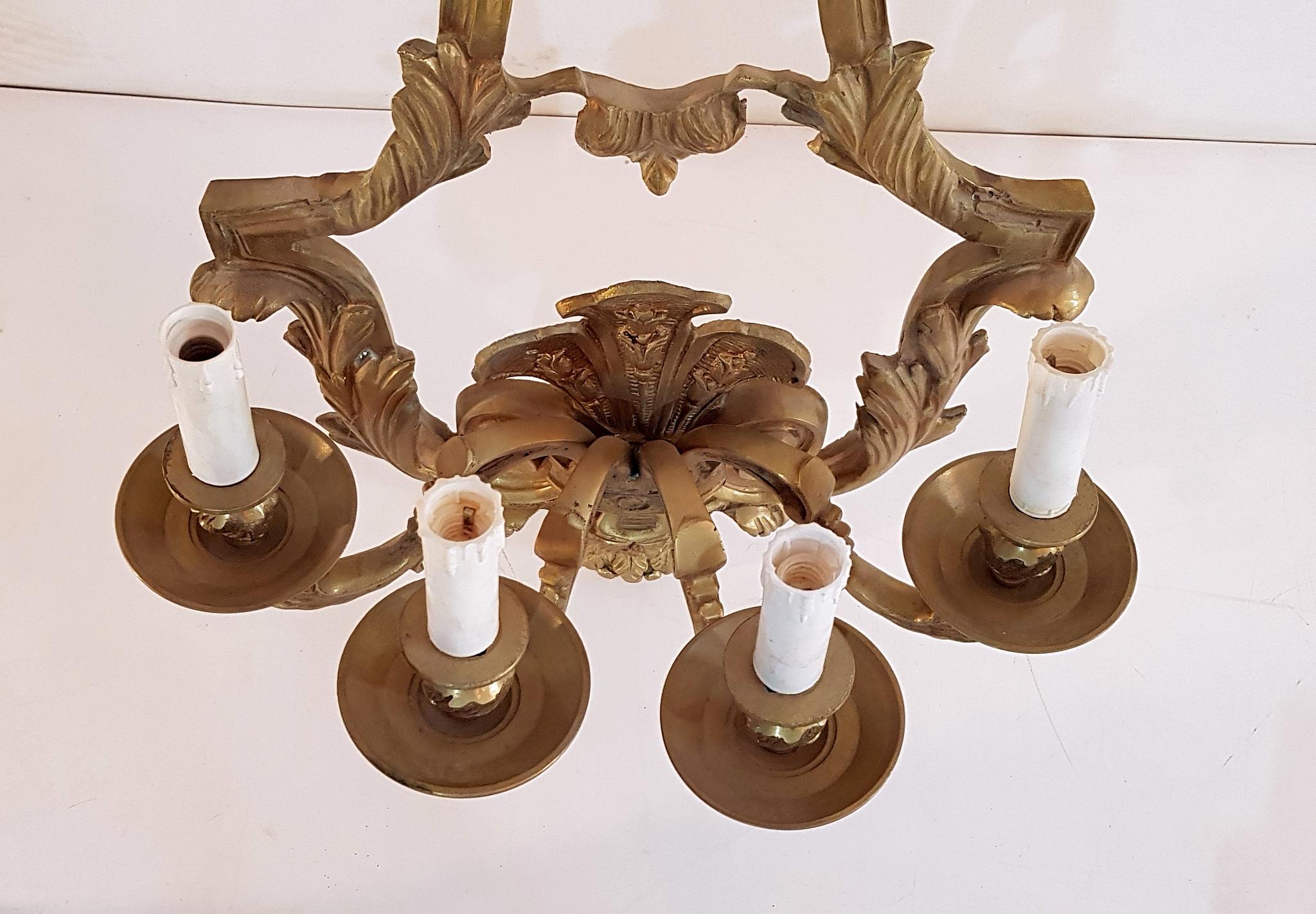 Large Bronze Wall Sconces Made in Italy For Sale 3