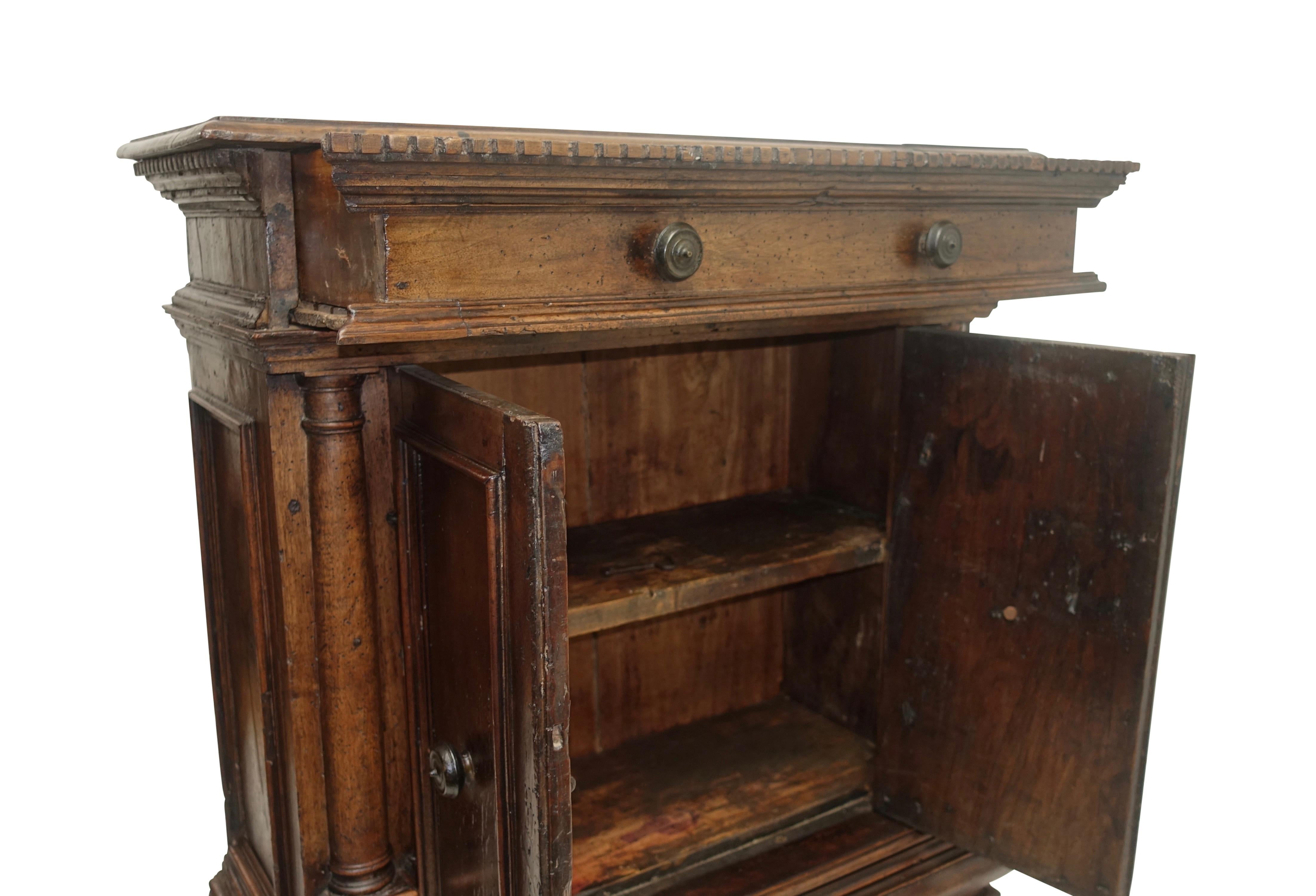 18th Century  GENUINE Renaissance Walnut Cabinet Buffet, Italian, Early 17TH Century For Sale