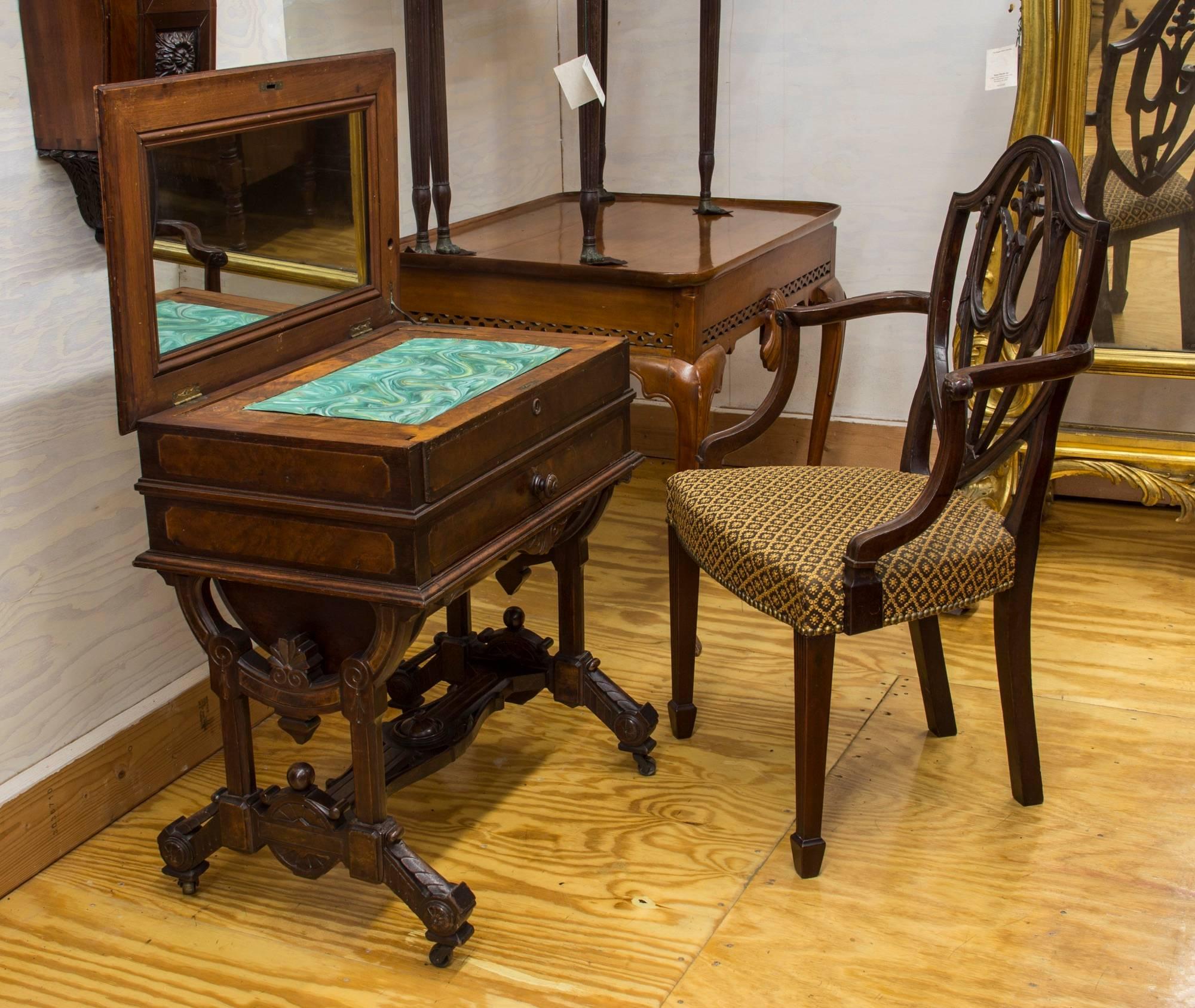 Renaissance Walnut Dressing Table Labeled George Hess, Patented, 1876, New York For Sale 5