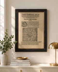 Gravure sur bois de la Renaissance sur la cosmologie des vents avec globe et vents élémentaires, c.1590