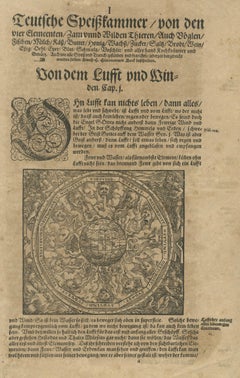 Gravure sur bois de la Renaissance sur la cosmologie des vents avec globe et vents élémentaires, c.1590