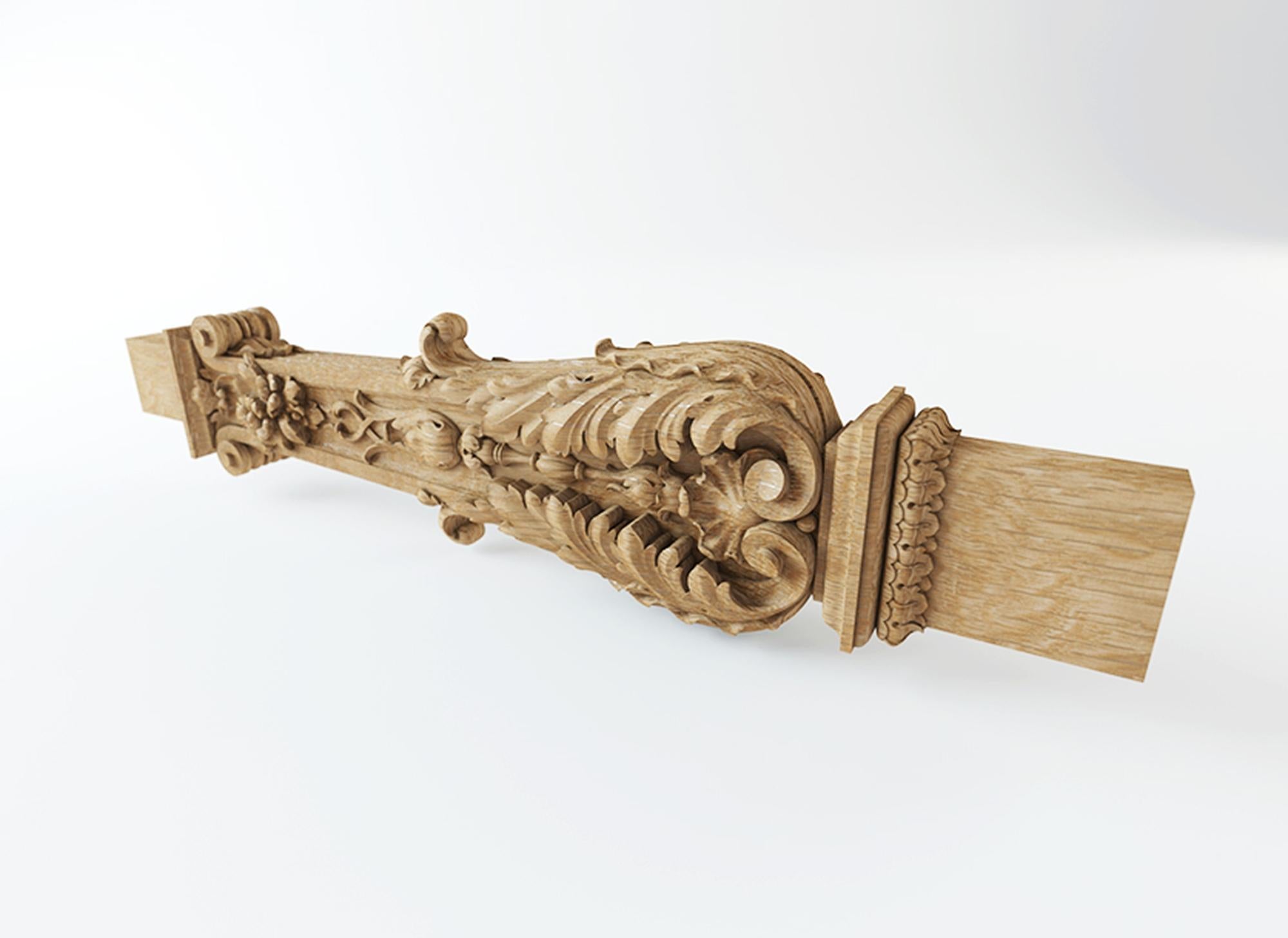 Woodwork Renaissance Wood Baluster for Staircase, Decorative Baluster from Oak For Sale