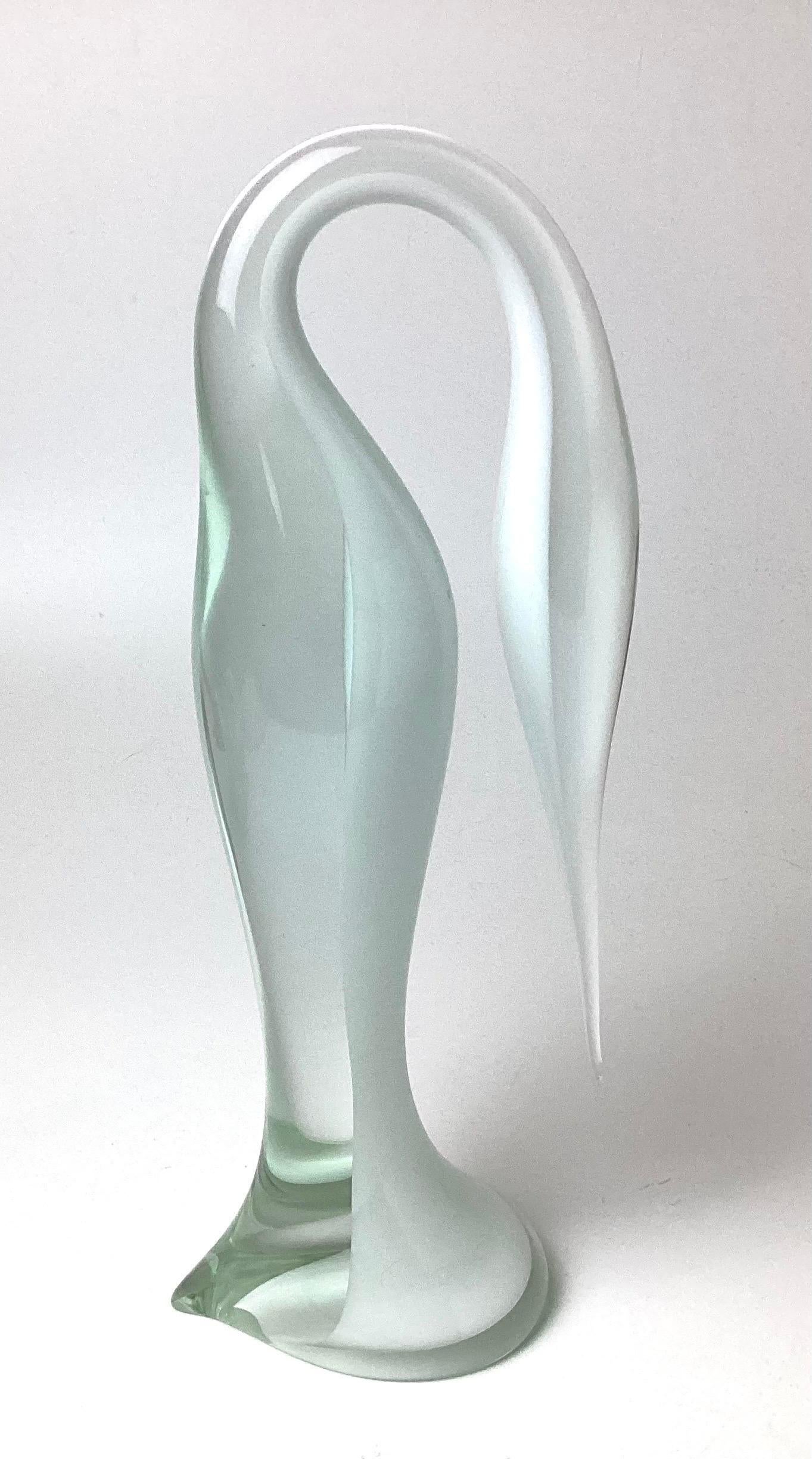 Mid-Century Modern Renata Anatra Murano Art Glass Stylized Bird Figurine Signed For Sale