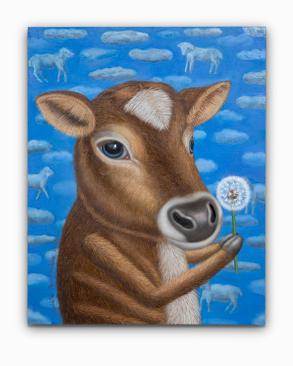 Renata Palubinskas Animal Painting - "Cow", Oil on Canvas