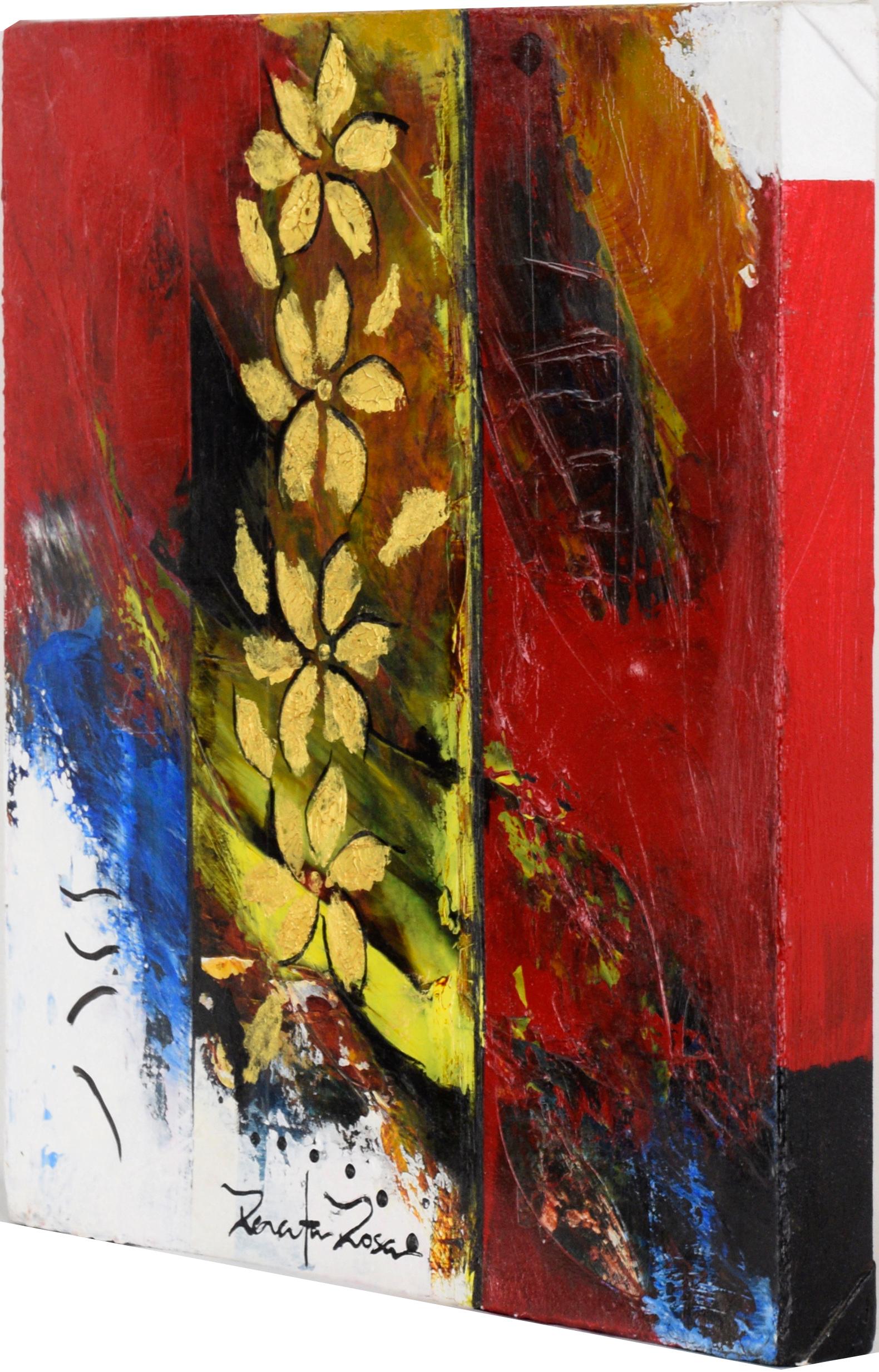 Golden Flowers #1 - Abstract Expressionist For Sale 2