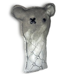 Ceramic 'Teddy G" bear pastel grey and white  - Contemporary Ceramic Wall Art
