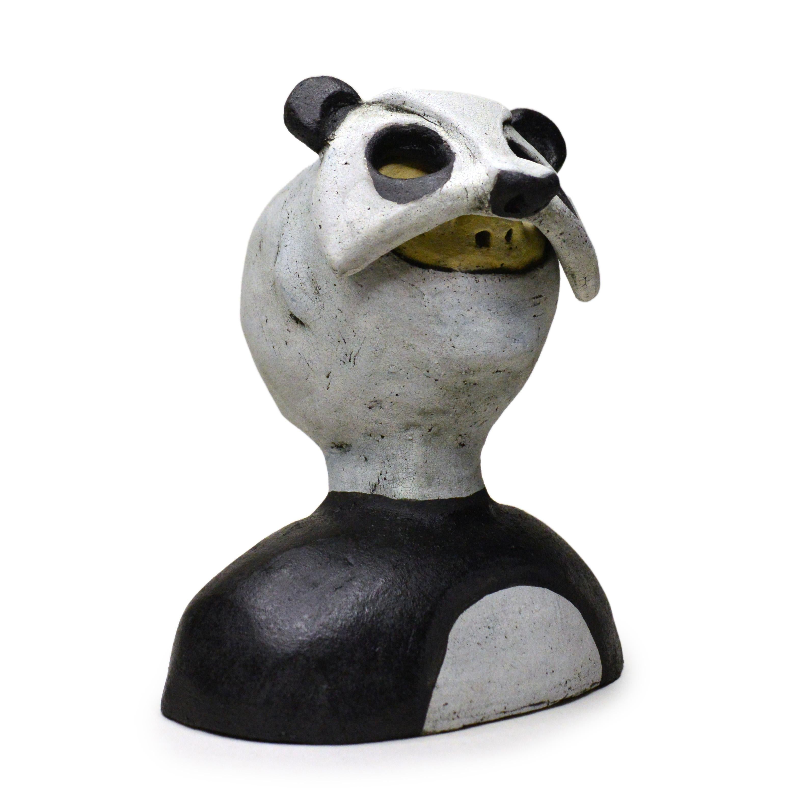 Pin·e·co 002 masked friend Panda Peace & Friendship - Sculpture by Renate Frotscher