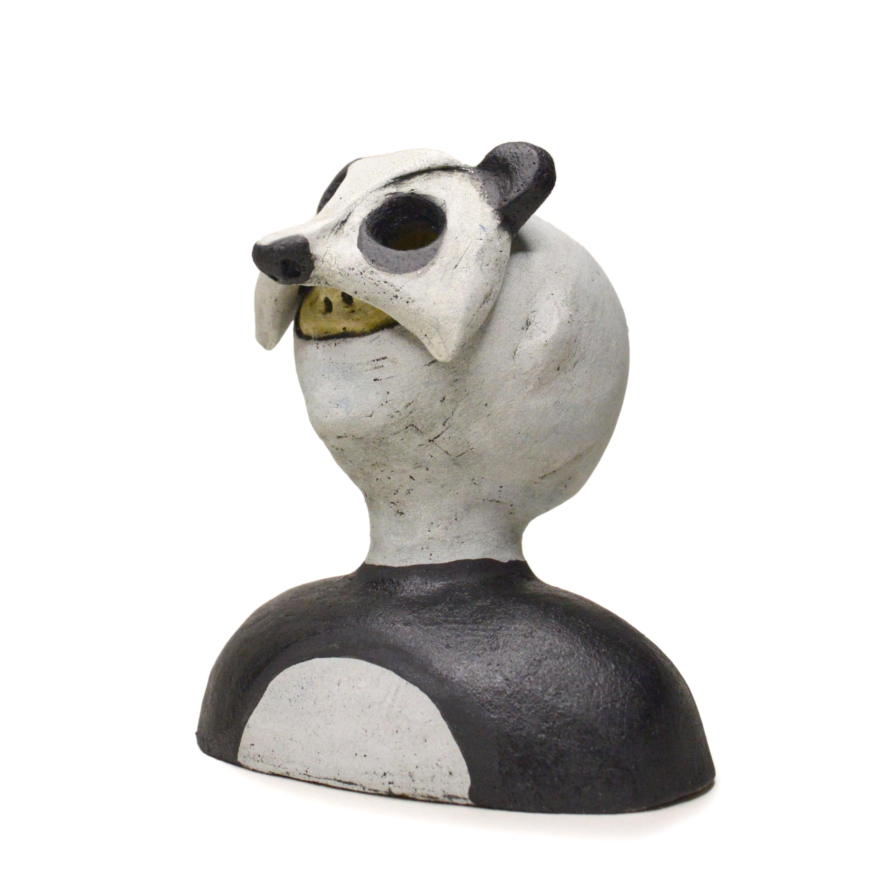 Pin·e·co 002 masked friend Panda Peace & Friendship - Contemporary Sculpture by Renate Frotscher