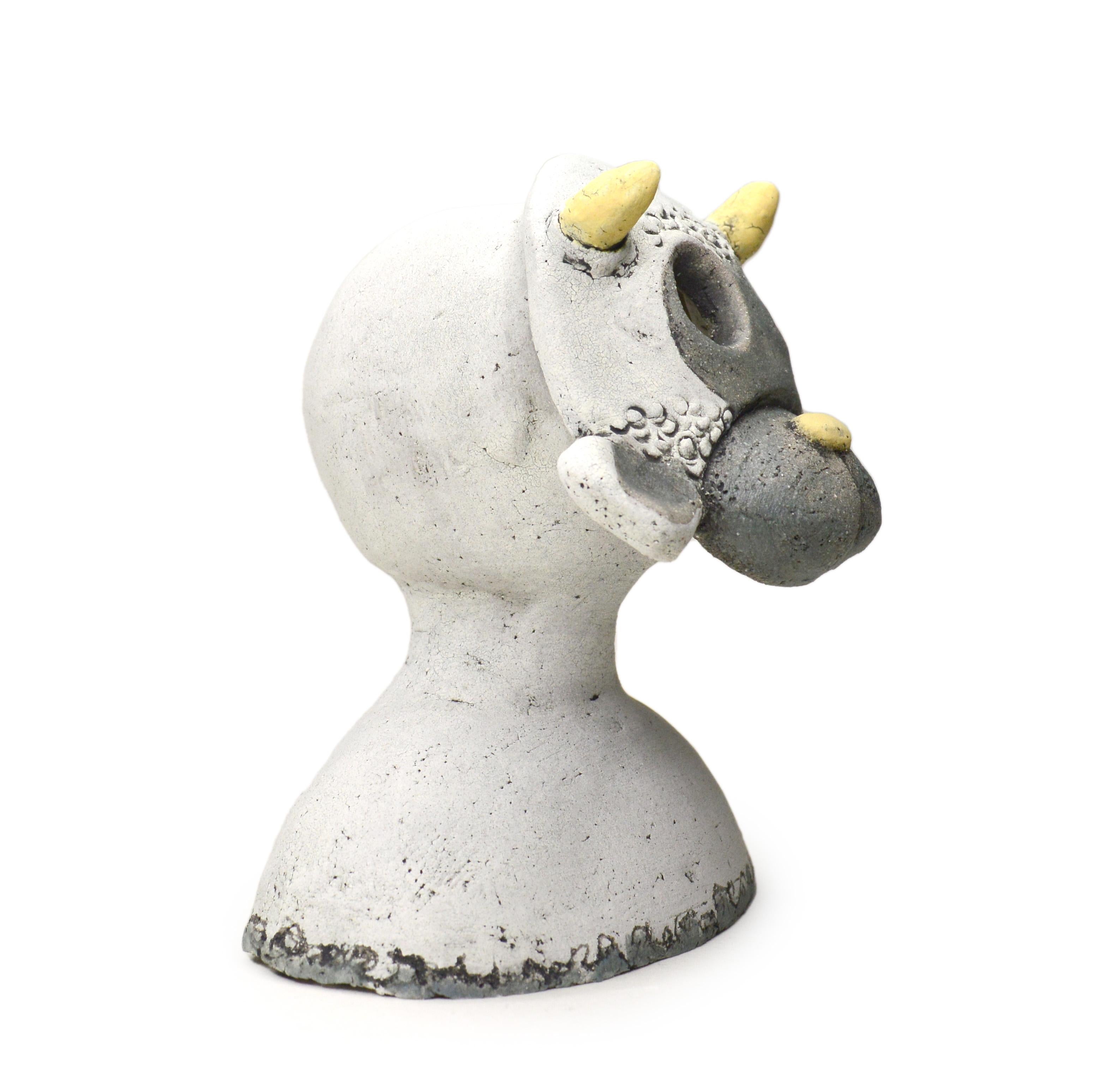Pin·e·co 007 Original Ceramic Sculpture with a sheep mask 2