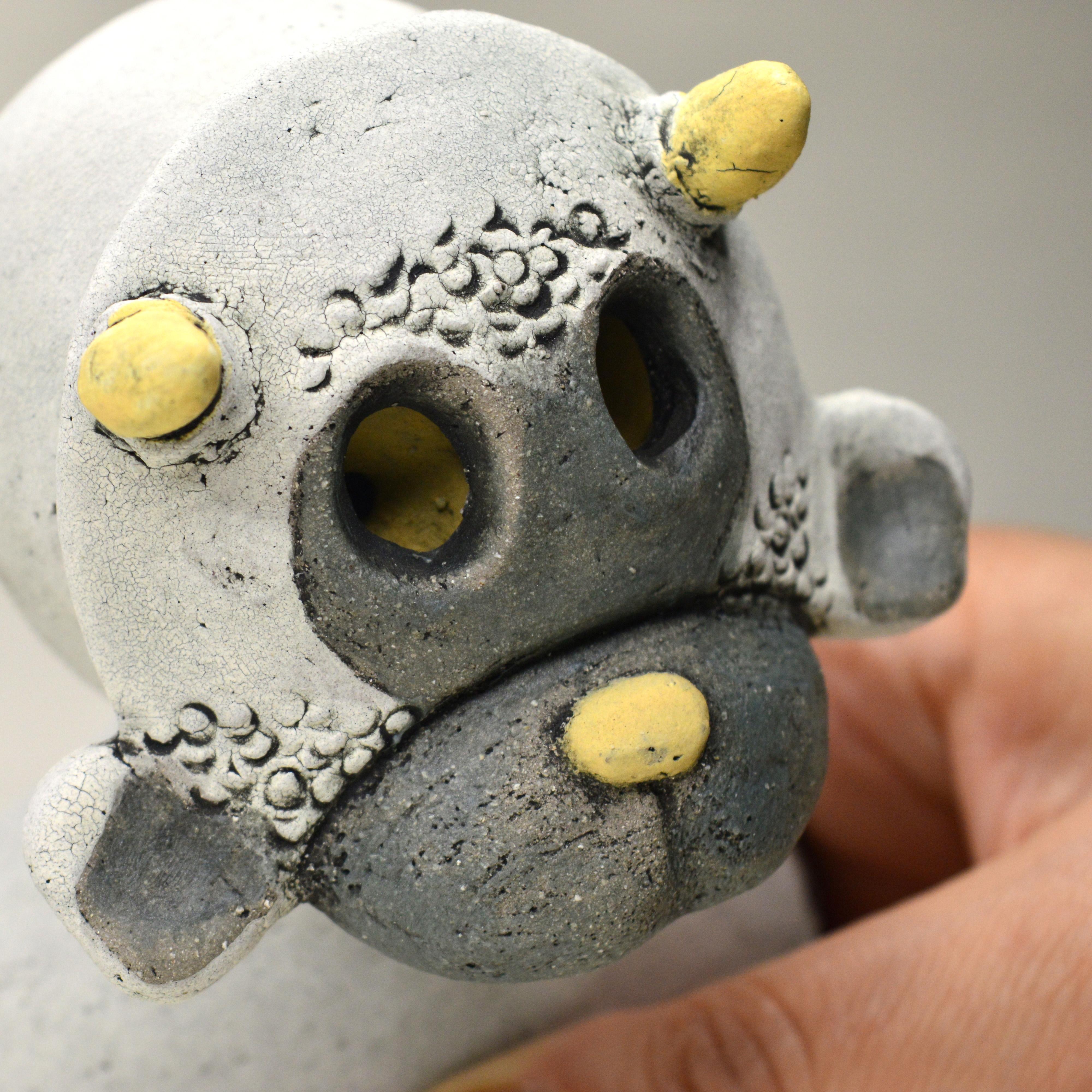 Pin·e·co 007 Original Ceramic Sculpture with a sheep mask 4