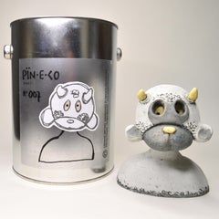 Pin·e·co 007 Original Ceramic Sculpture with a sheep mask