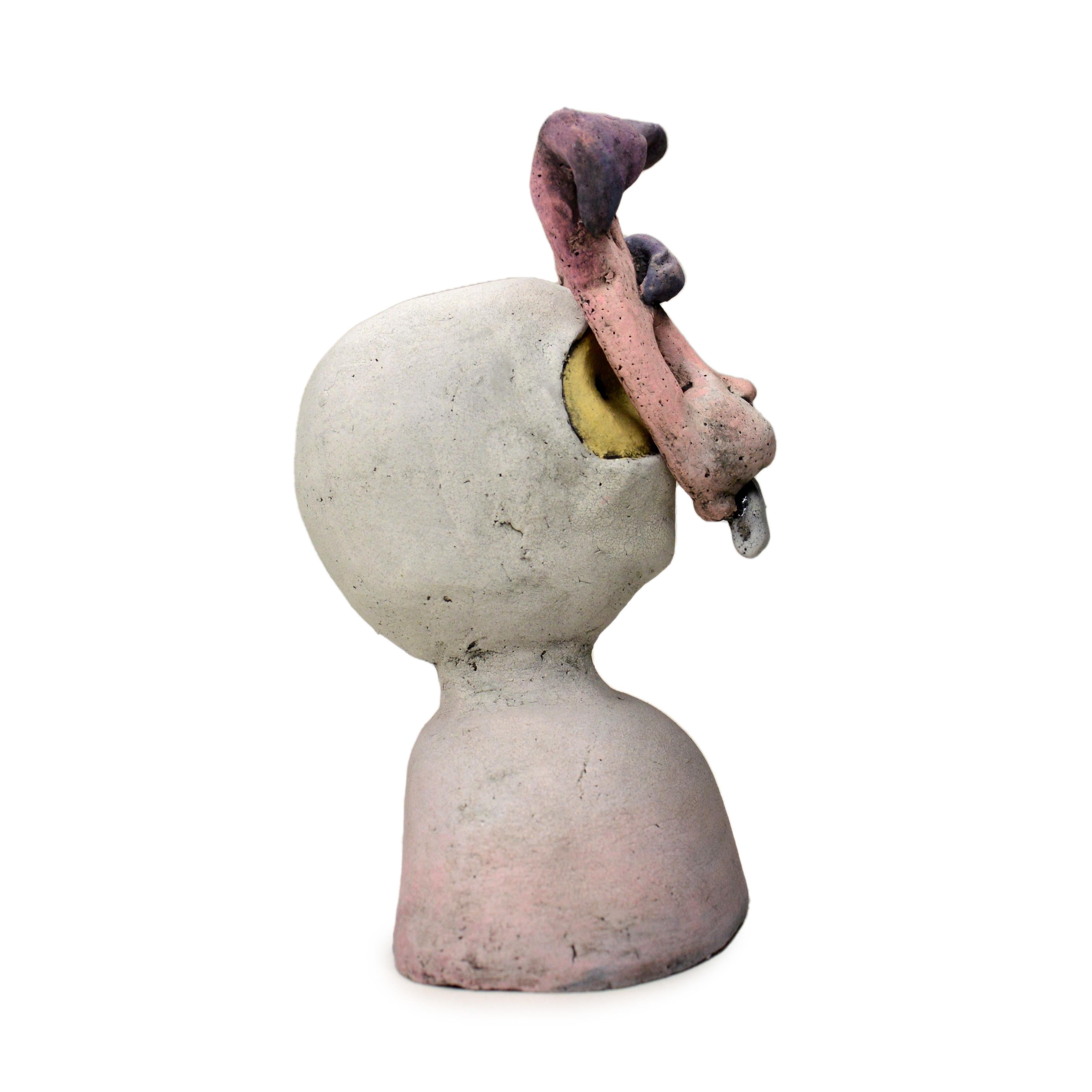 Pineco number 0008 Original Ceramic sculpture with a bunny mask representing fertility, luck, and creativity.

Meet a variety of characters with distinct masks and postures. These sculptures are fascinating and make you curious, encouraging you to