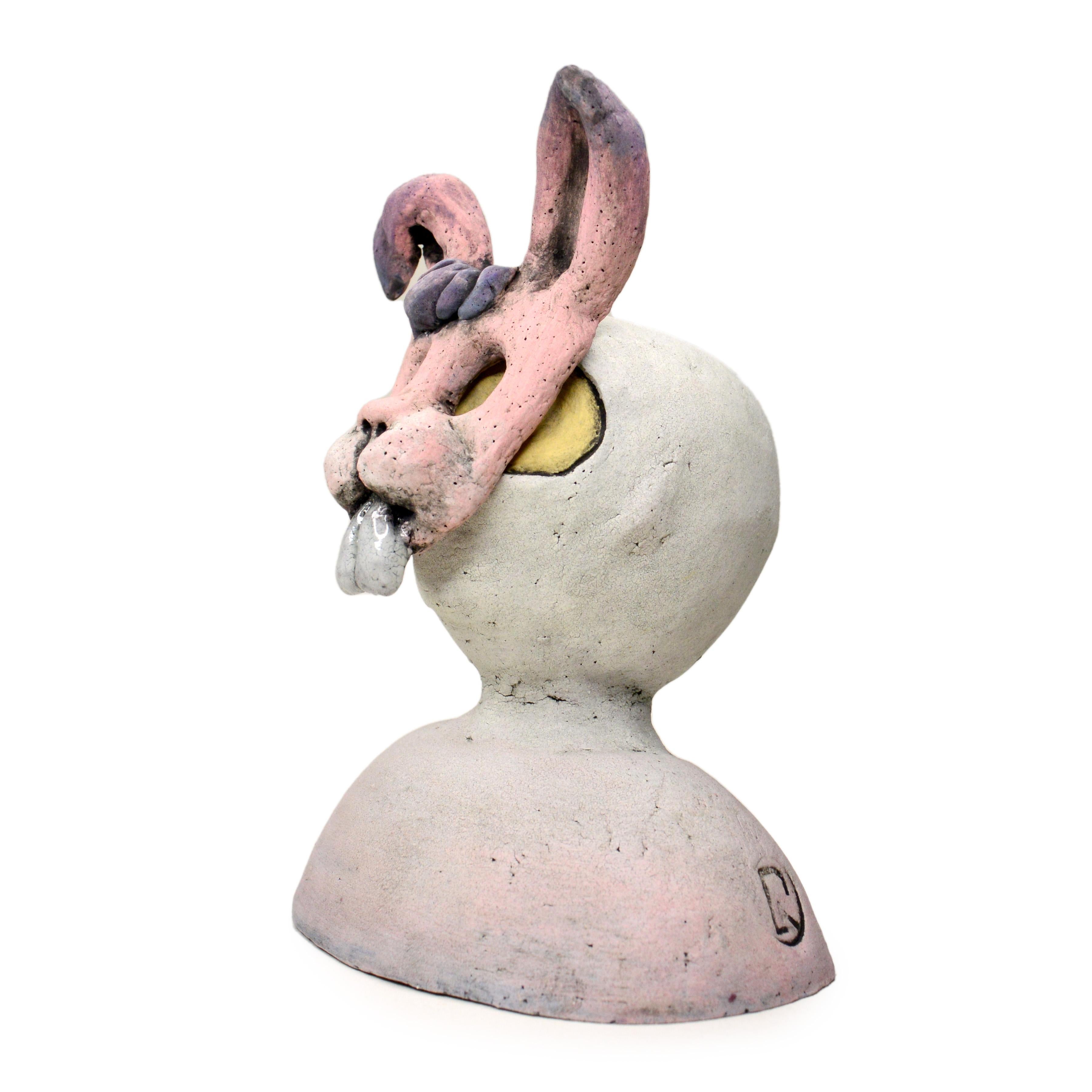 Pineco number 0008 Original Ceramic sculpture with a bunny mask representing fertility, luck, and creativity.

Meet a variety of characters with distinct masks and postures. These sculptures are fascinating and make you curious, encouraging you to