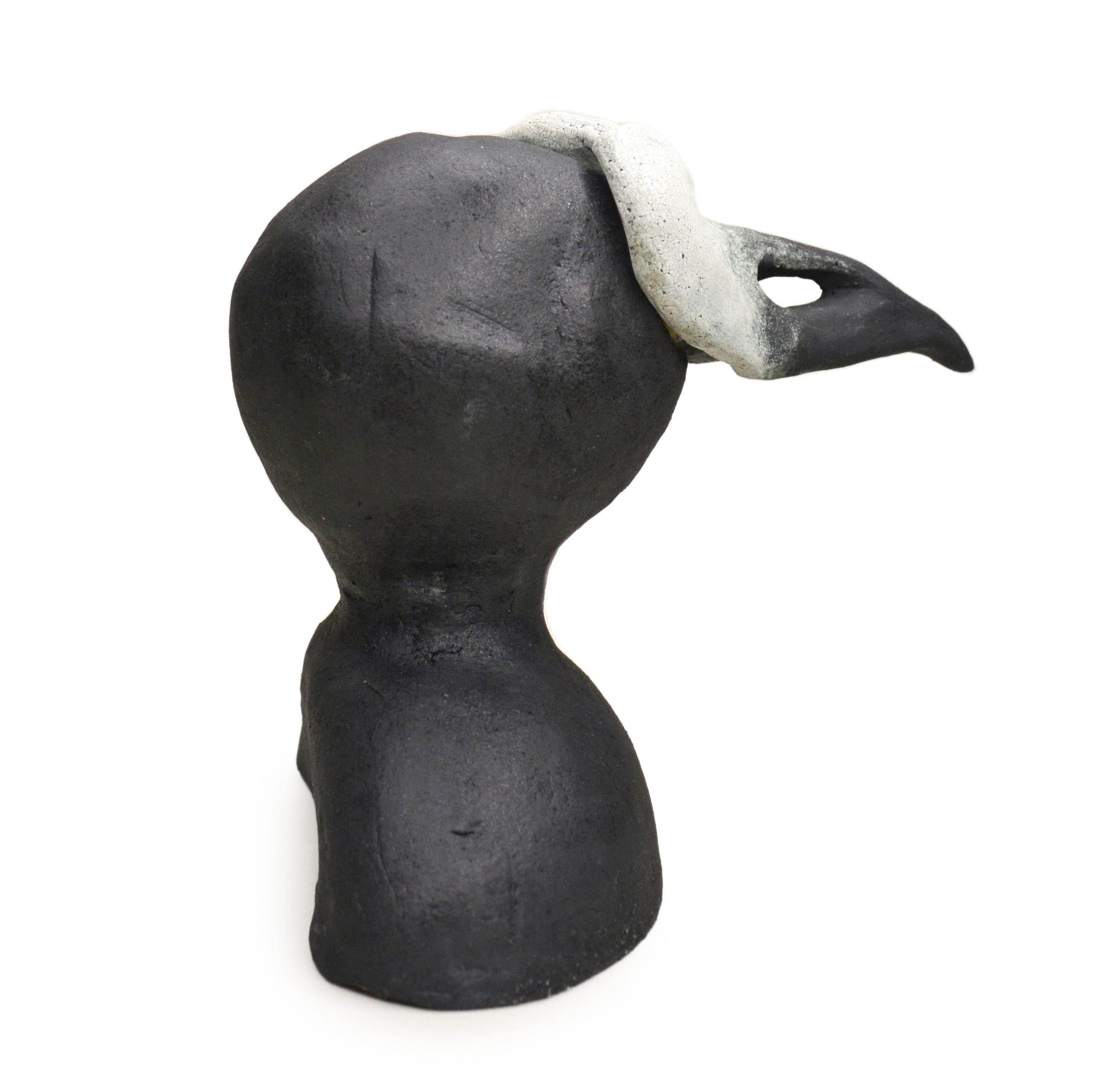 Pin·e·co 014 Original Ceramic Sculpture with crow mask 1
