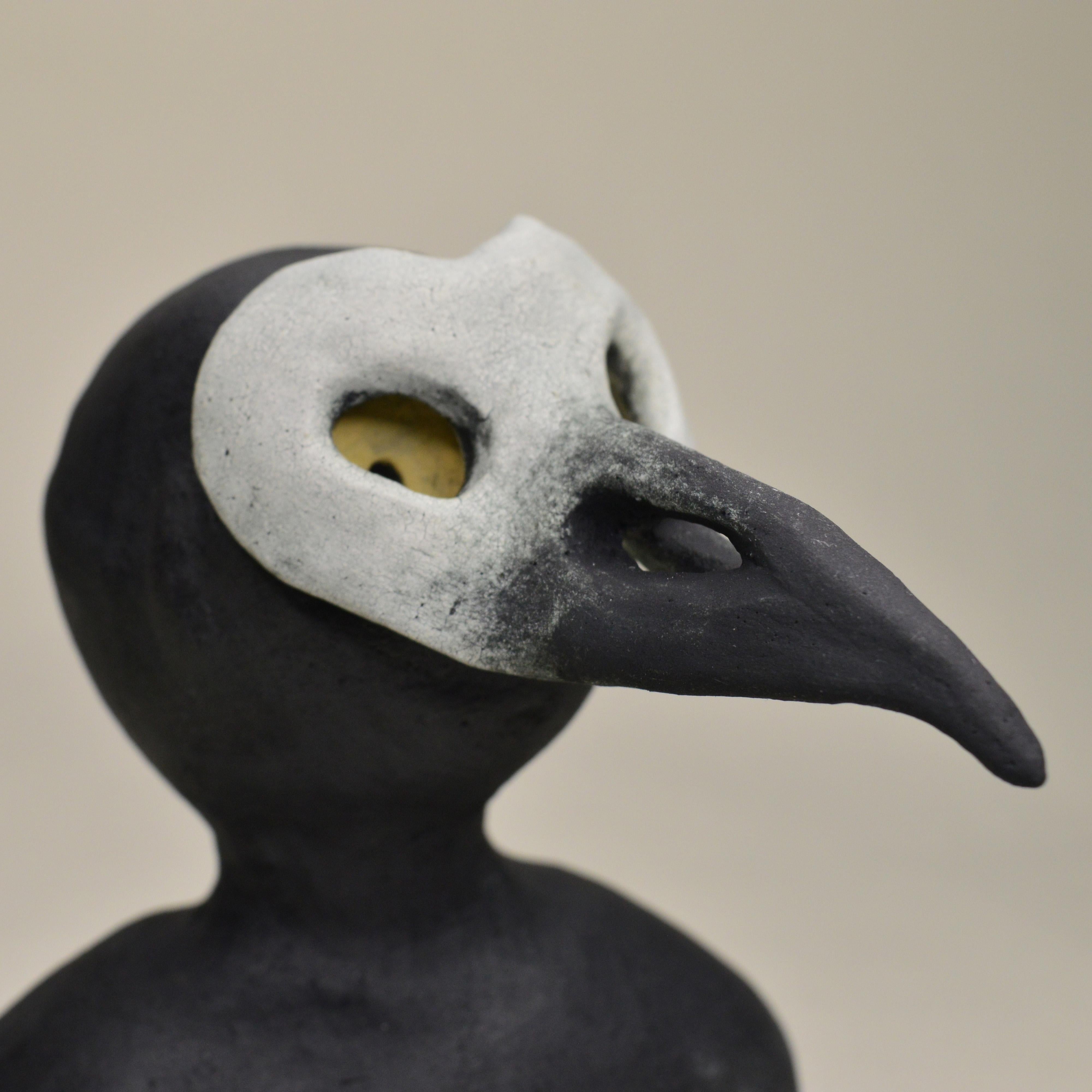 Pin·e·co 014 Original Ceramic Sculpture with crow mask 2