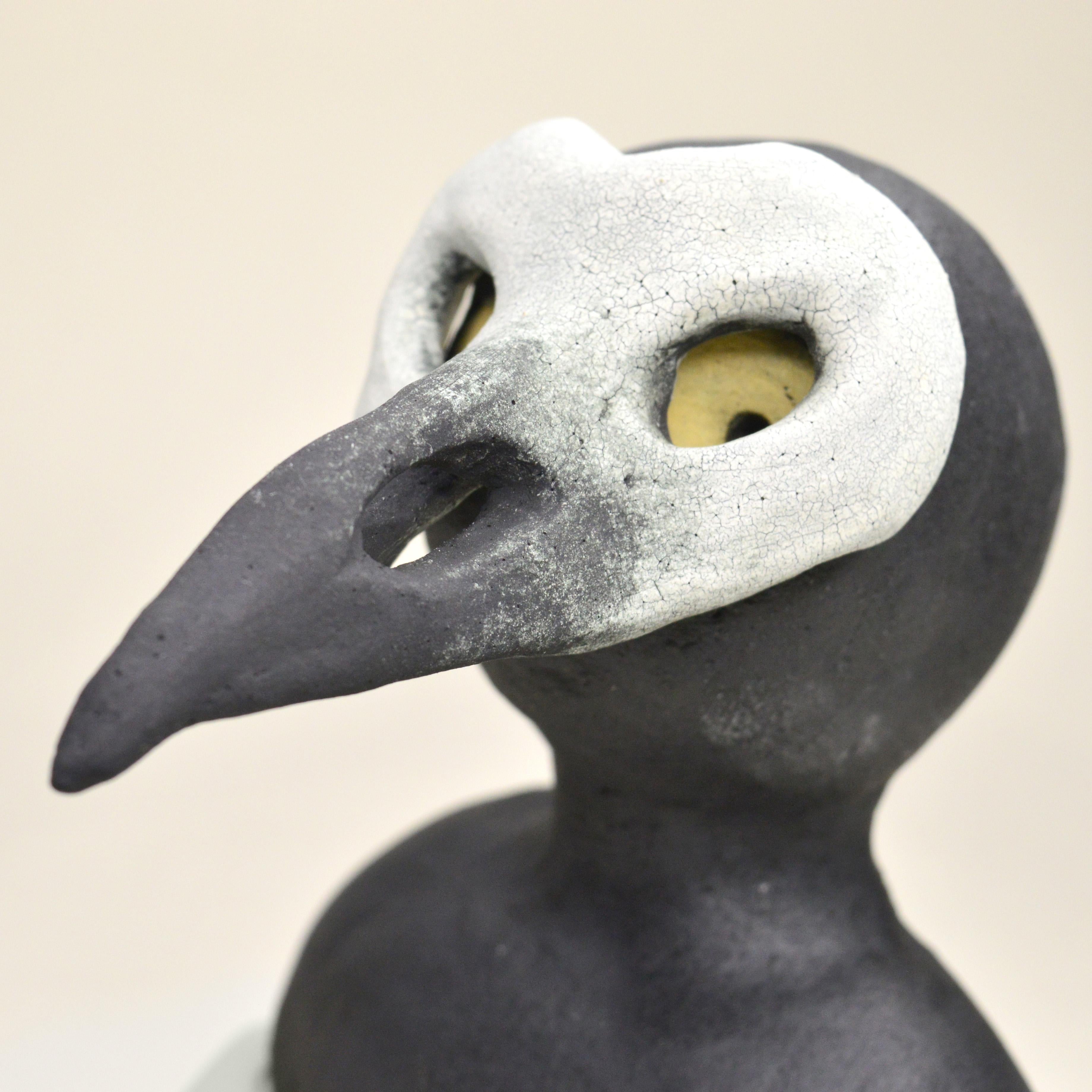 Pin·e·co 014 Original Ceramic Sculpture with crow mask 3