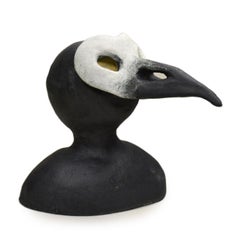 E & Co 014 Sculpture originale en céramique avec masque de Crow
