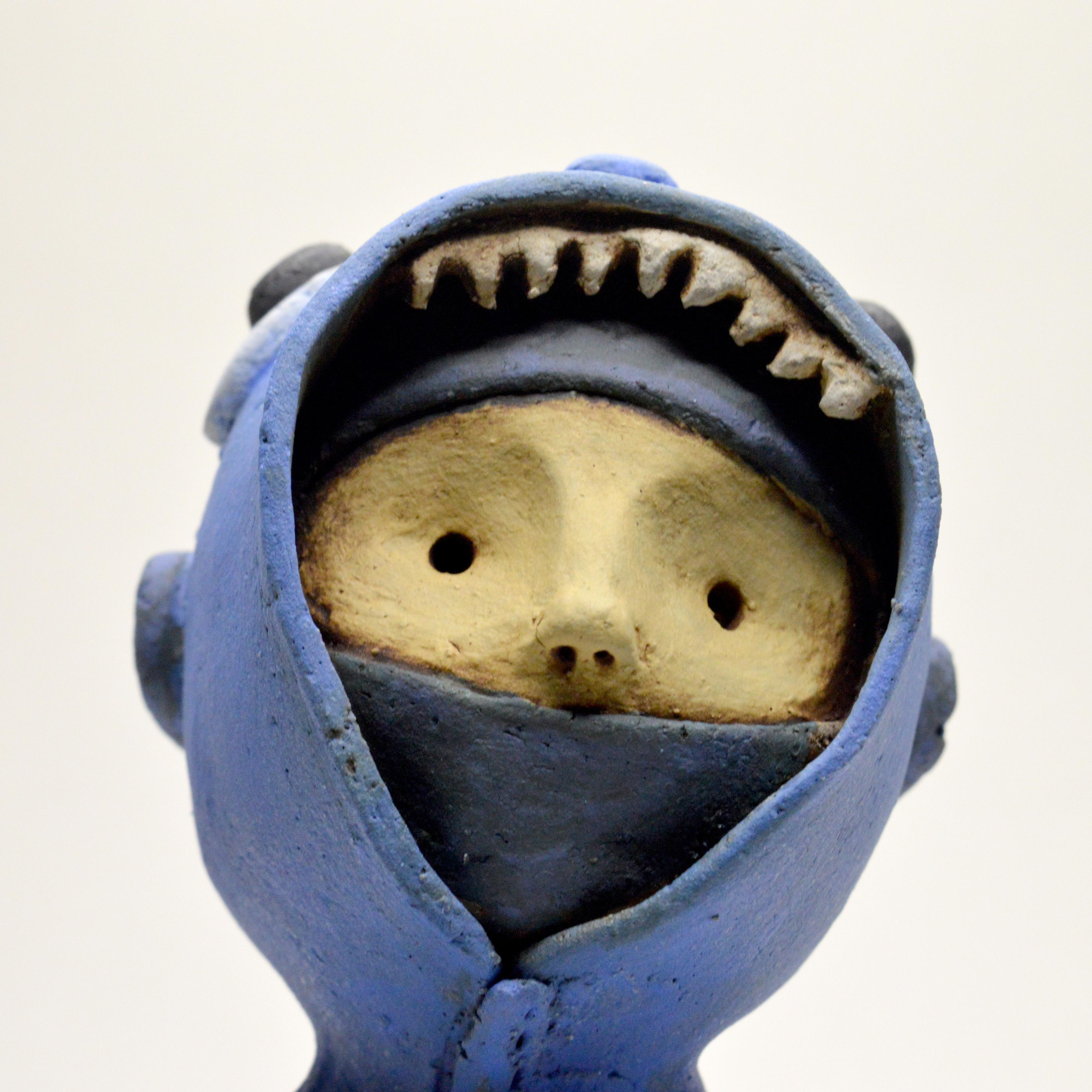 Pin·e·co 019 Original Ceramic Sculpture with a fish hoodie 7