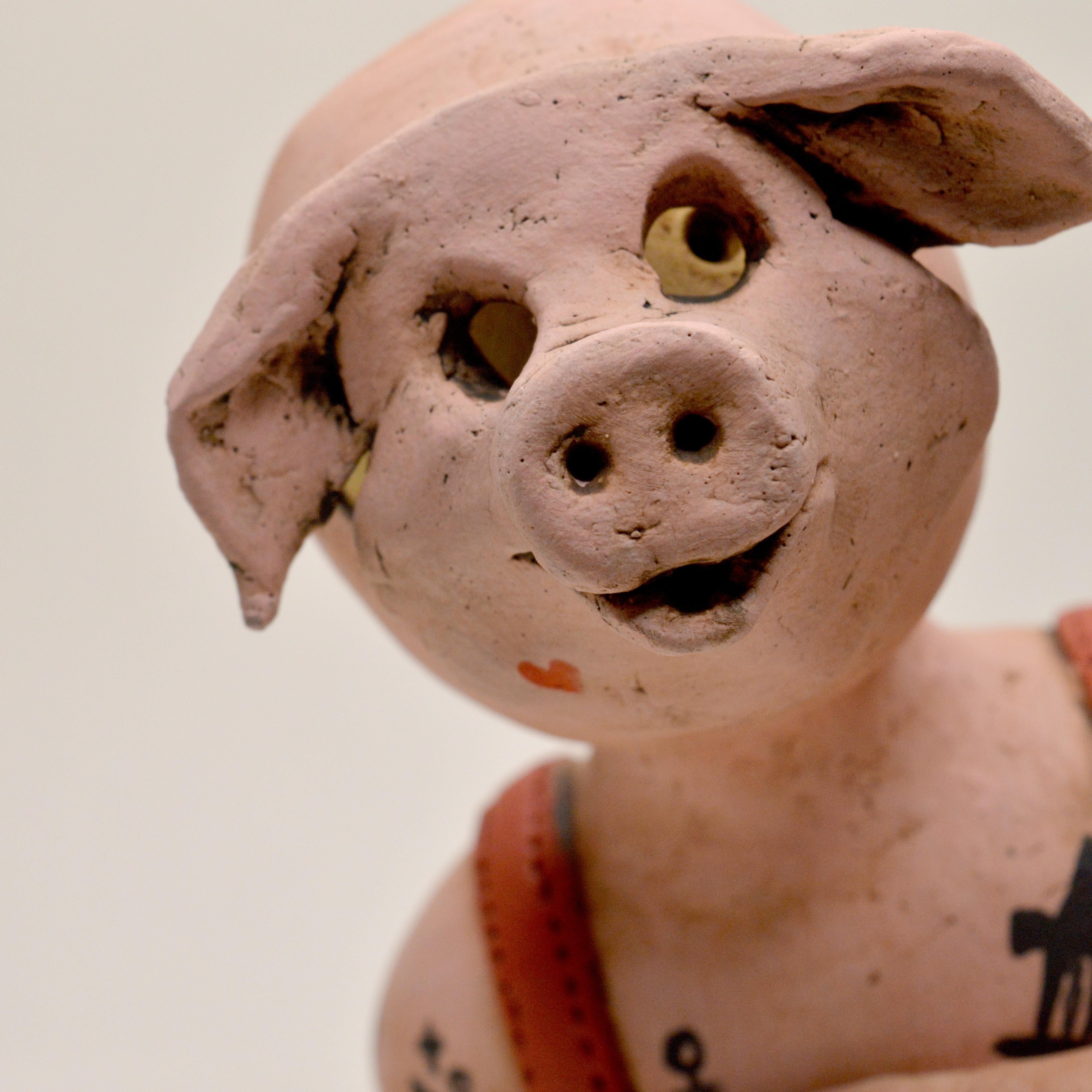 Pin·e·co 021 Original Ceramic Sculpture disguised as tattooed pig 3