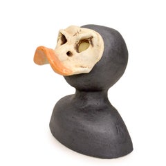 E & Co 023 Sculpture originale en céramique avec masque de canard
