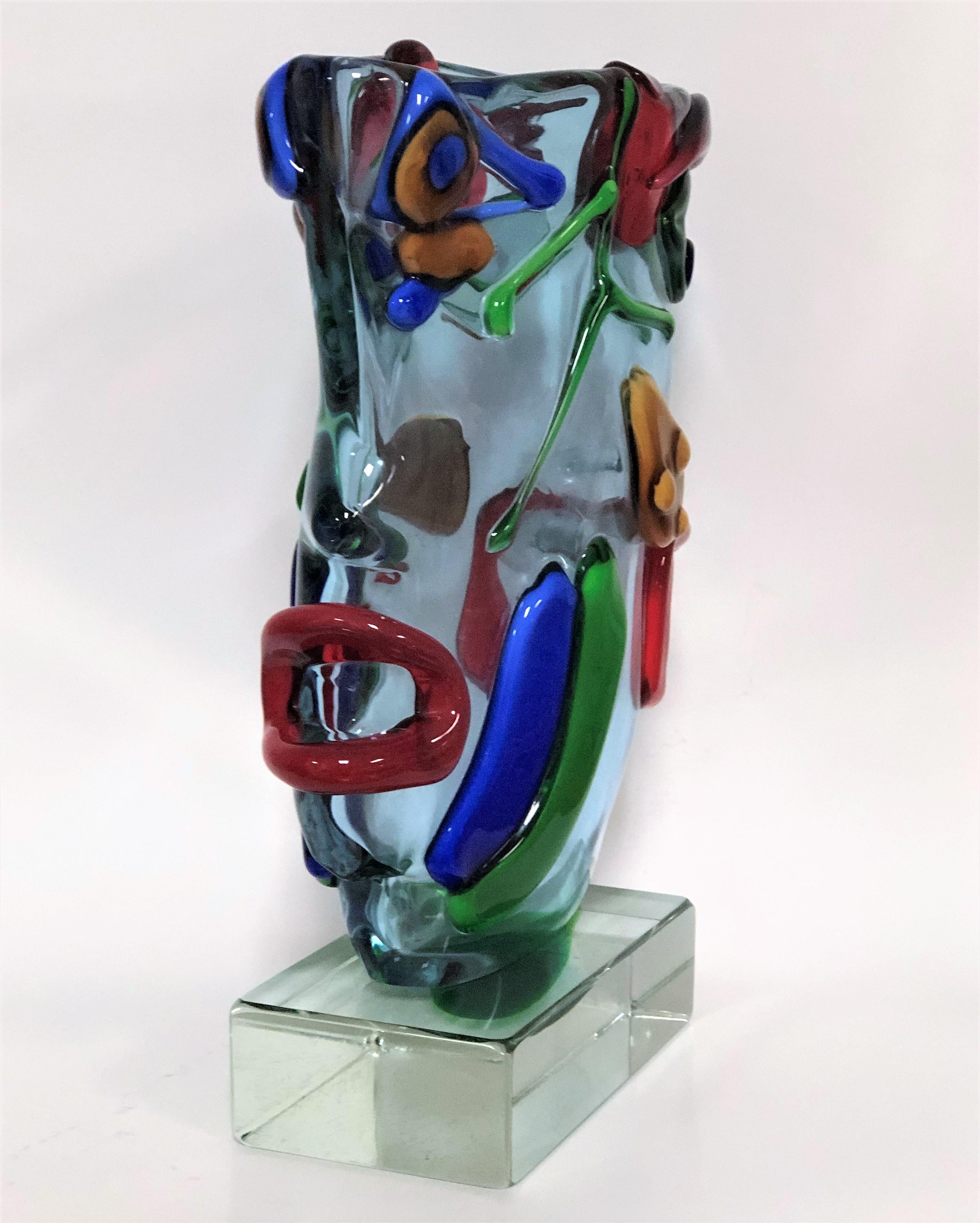 Renato Anatra Schöne Grotesque Murano-Skulptur-Vase mit doppeltem Gesicht im Zustand „Gut“ in Miami, FL