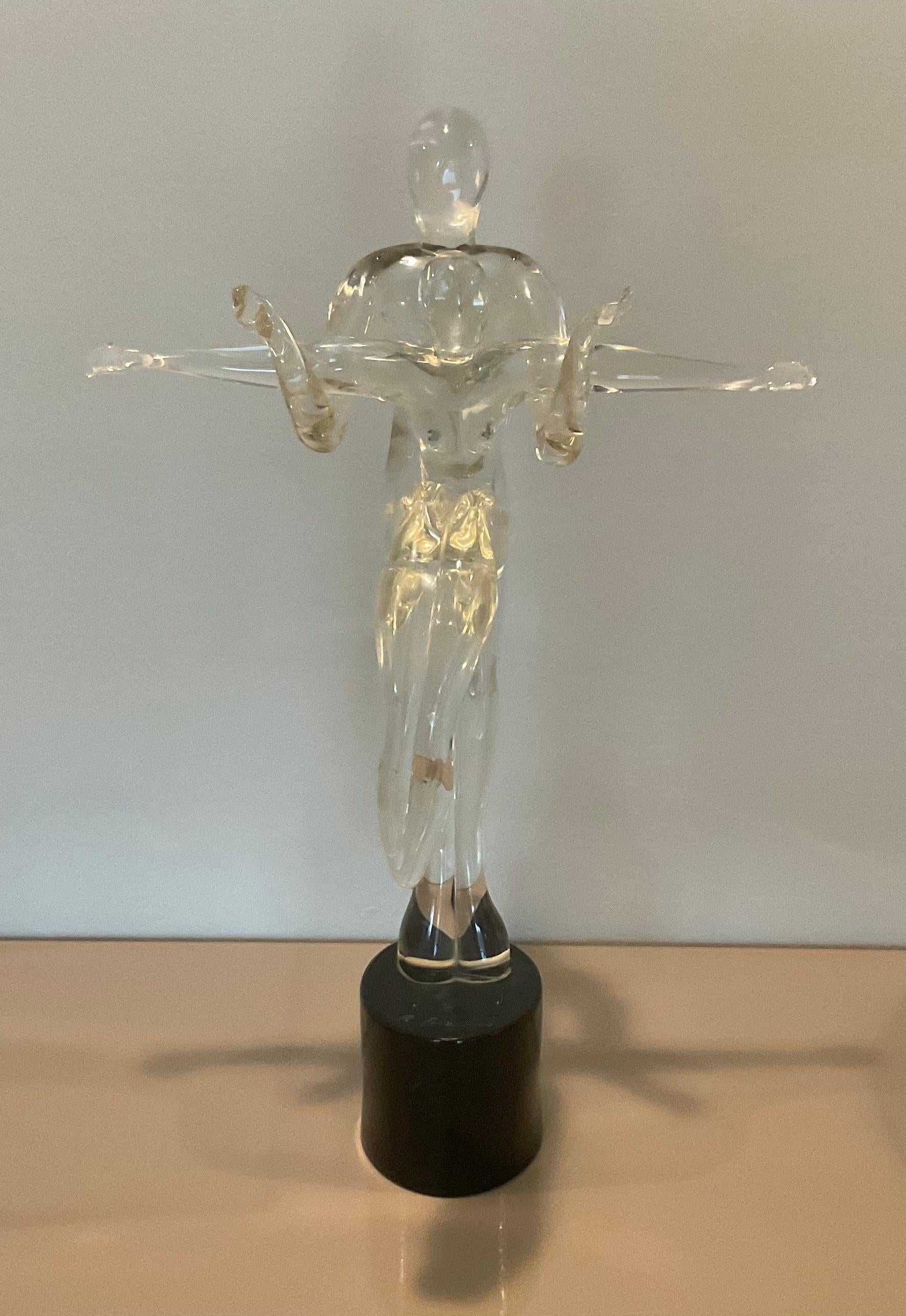 Mid-Century Modern Renato Anatra Gymnast Dancer Sculpture Murano Art Glass Signed by the Artist For Sale