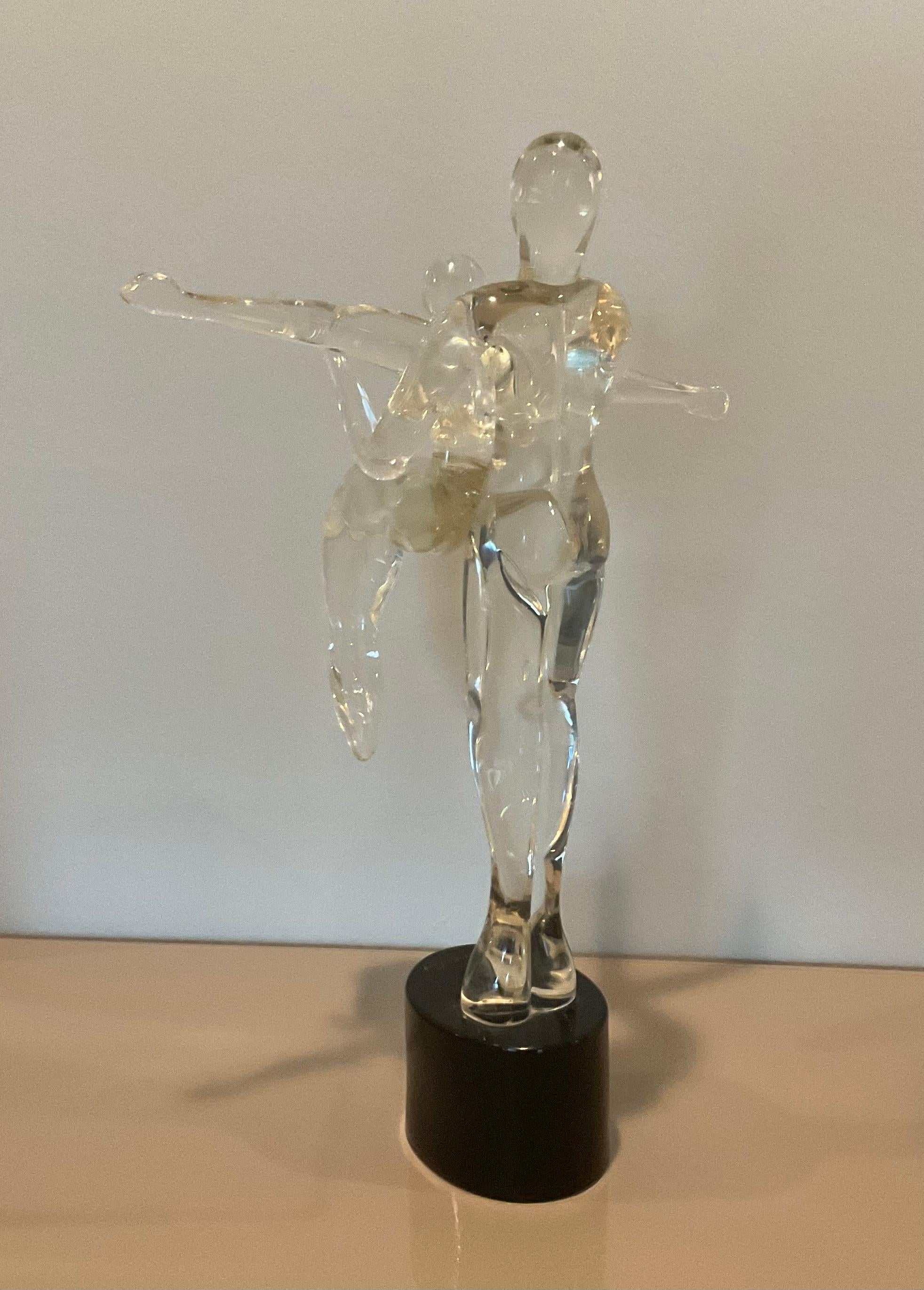 Italian Renato Anatra Gymnast Dancer Sculpture Murano Art Glass Signed by the Artist For Sale
