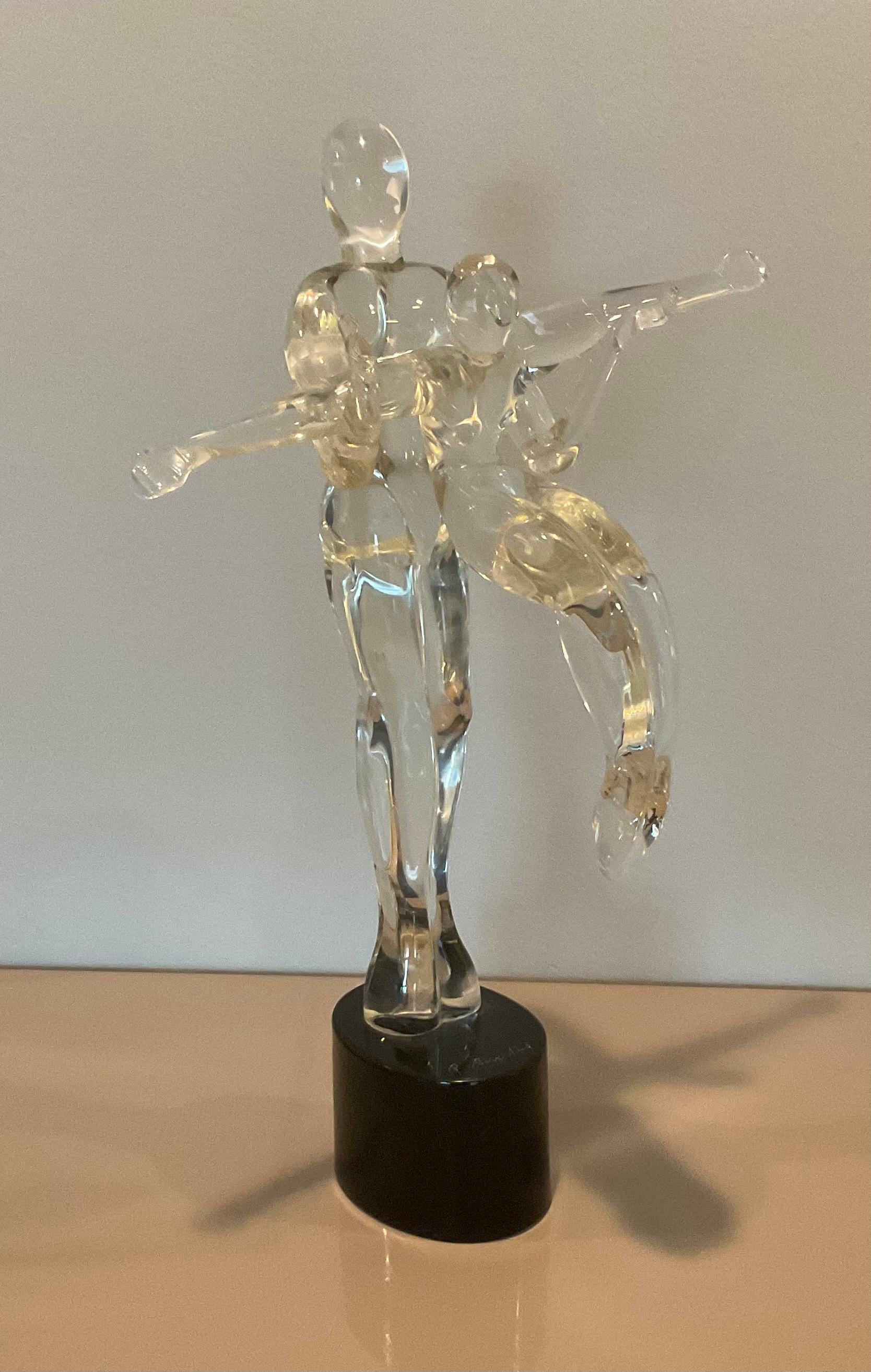 Late 20th Century Renato Anatra Gymnast Dancer Sculpture Murano Art Glass Signed by the Artist For Sale