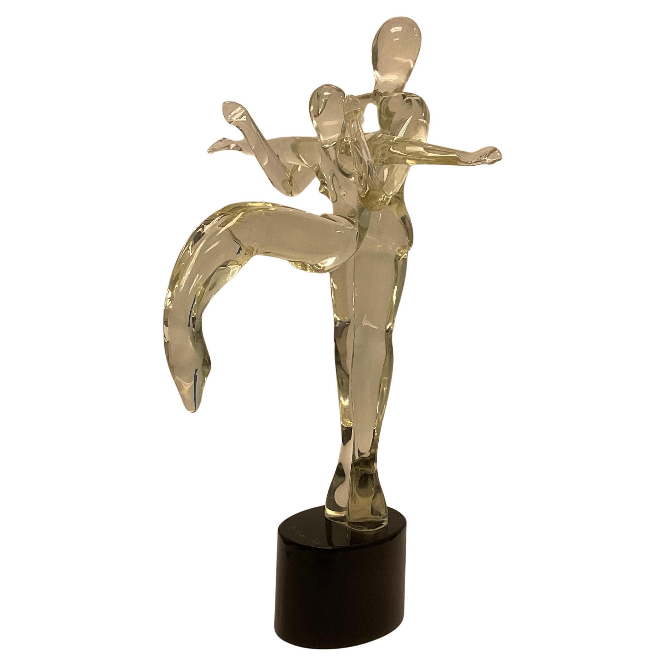 Renato Anatra Gymnast Dancer Sculpture Murano Art Glass Signed by the Artist