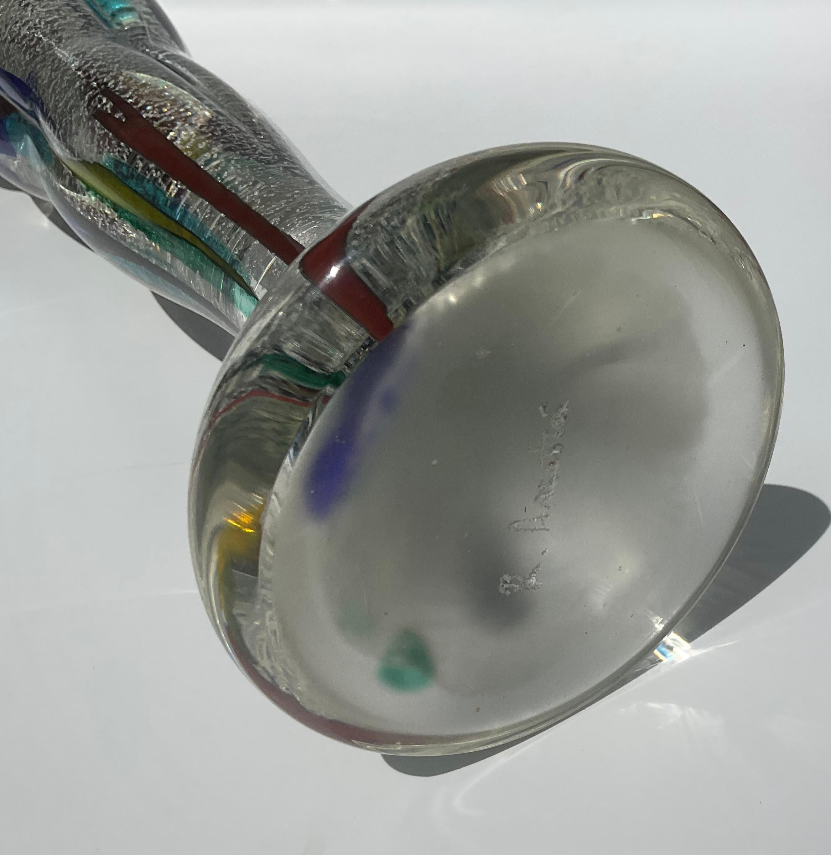 Mid-Century Modern Renato Anatra Murano Art Glass Entwined Lovers Sculpture Multi Colors Silver
