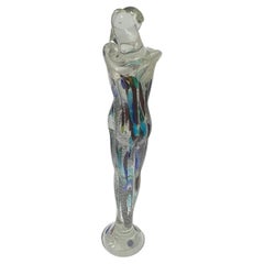 Renato Anatra Murano Art Glass Entwined Lovers Sculpture Multi Colors Silver