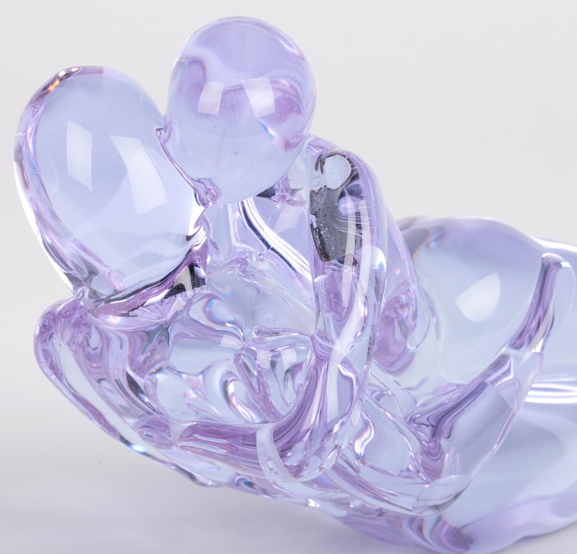 Renato Anatra Escultura Figural Amantes de cristal azul de Murano 2