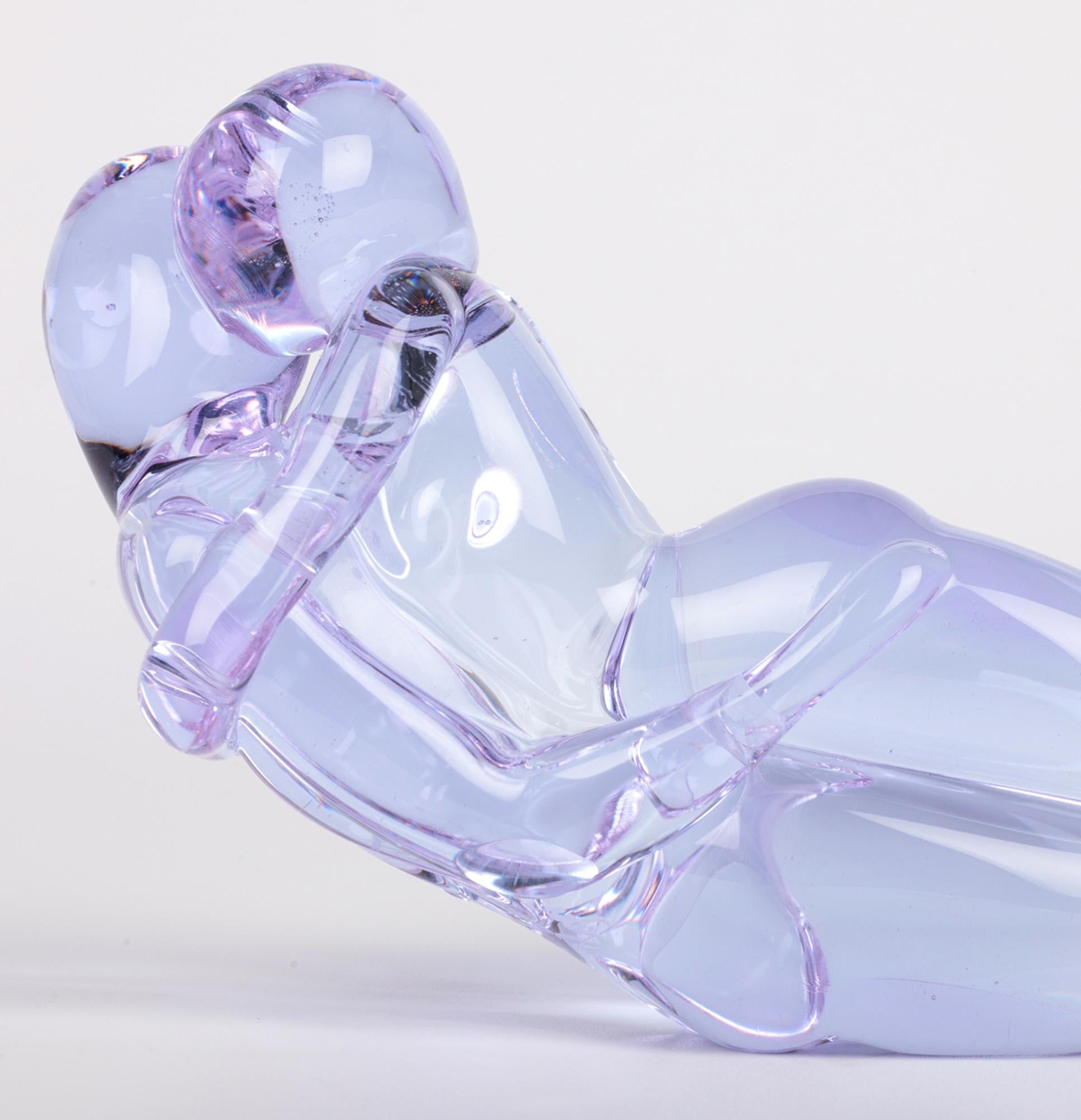 Renato Anatra Escultura Figural Amantes de cristal azul de Murano 3