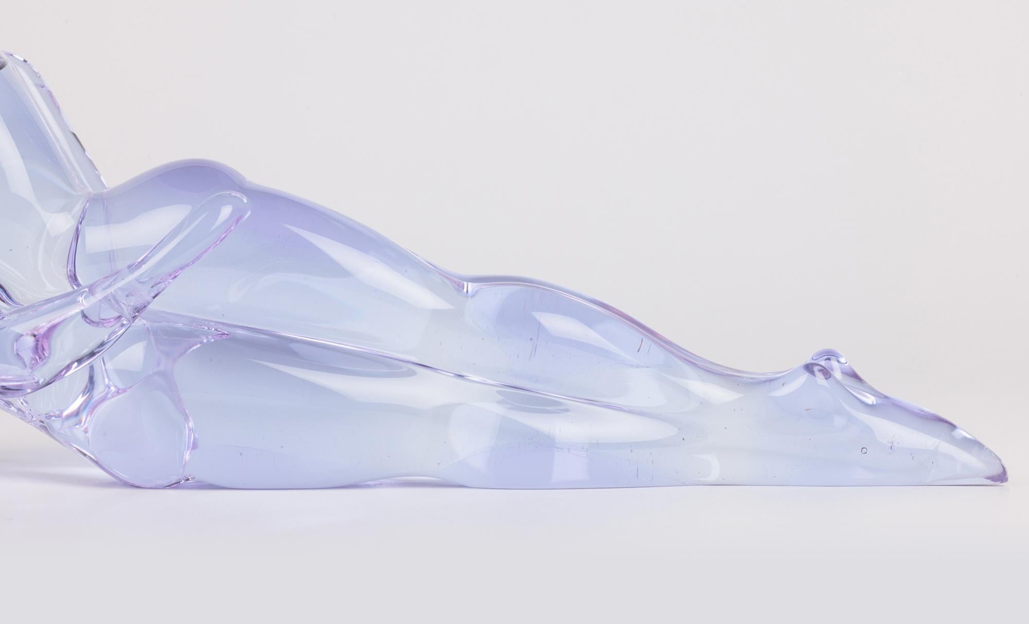 Renato Anatra Escultura Figural Amantes de cristal azul de Murano 4