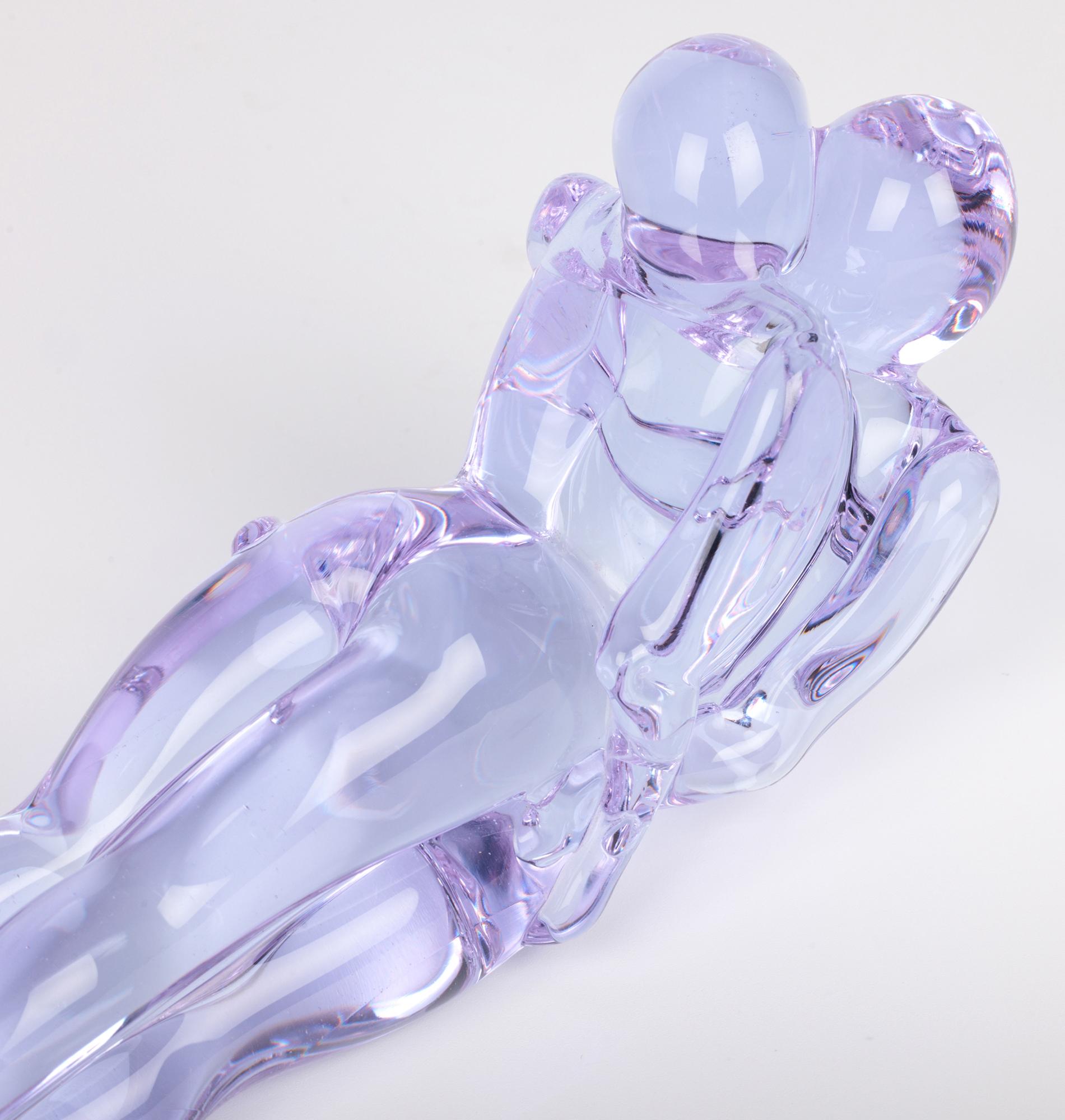 Renato Anatra Escultura Figural Amantes de cristal azul de Murano 5