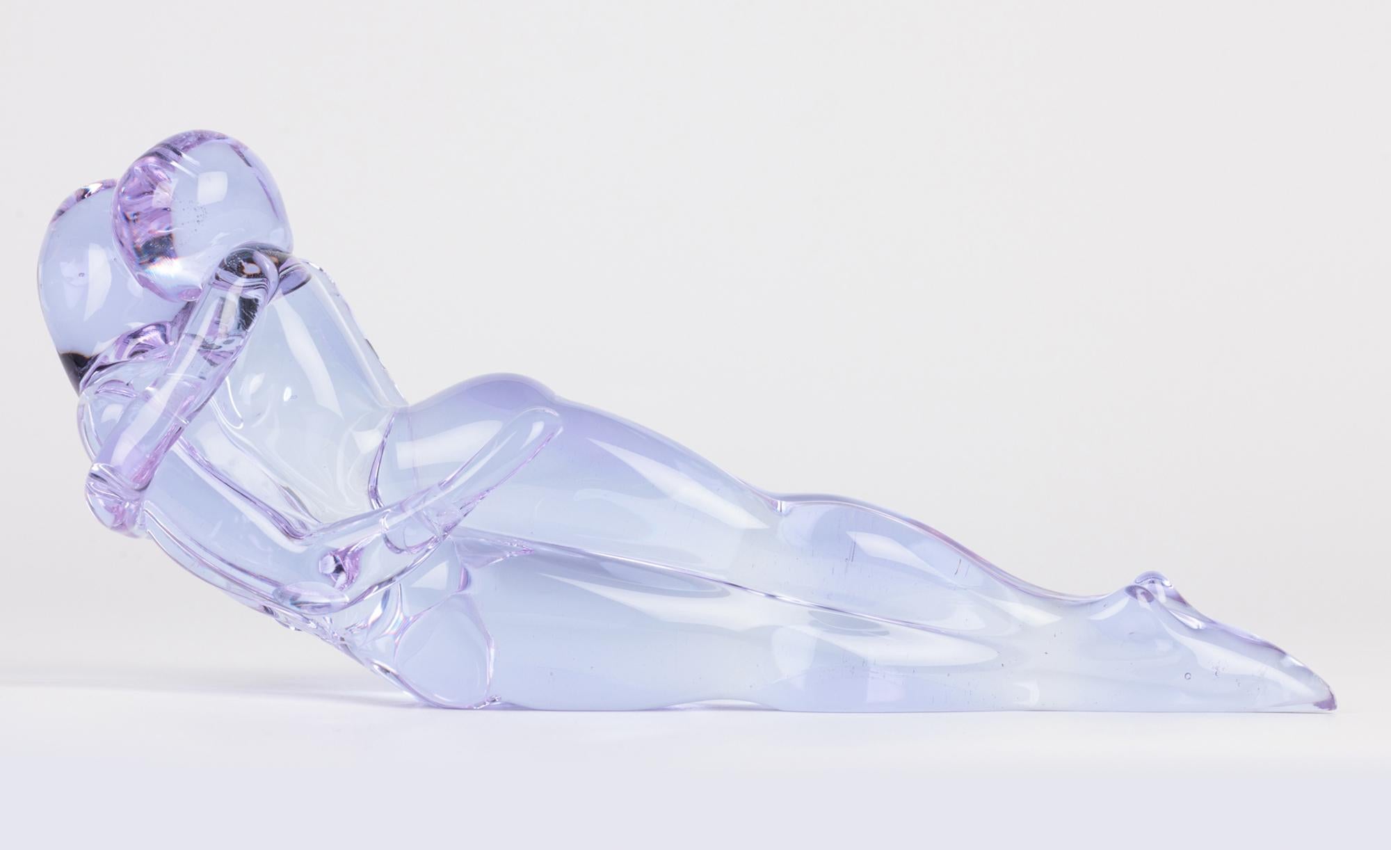 Renato Anatra Escultura Figural Amantes de cristal azul de Murano 6