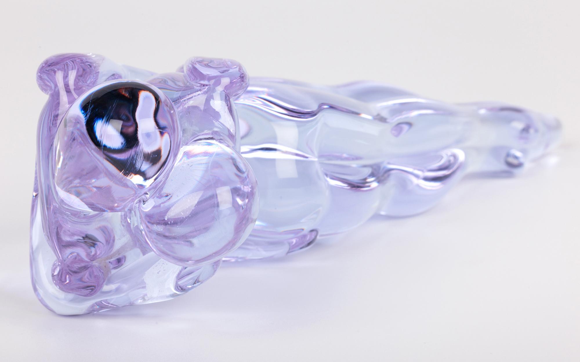 Renato Anatra Escultura Figural Amantes de cristal azul de Murano 7