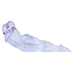 Renato Anatra Murano Blue Glass Figural Lovers Sculpture