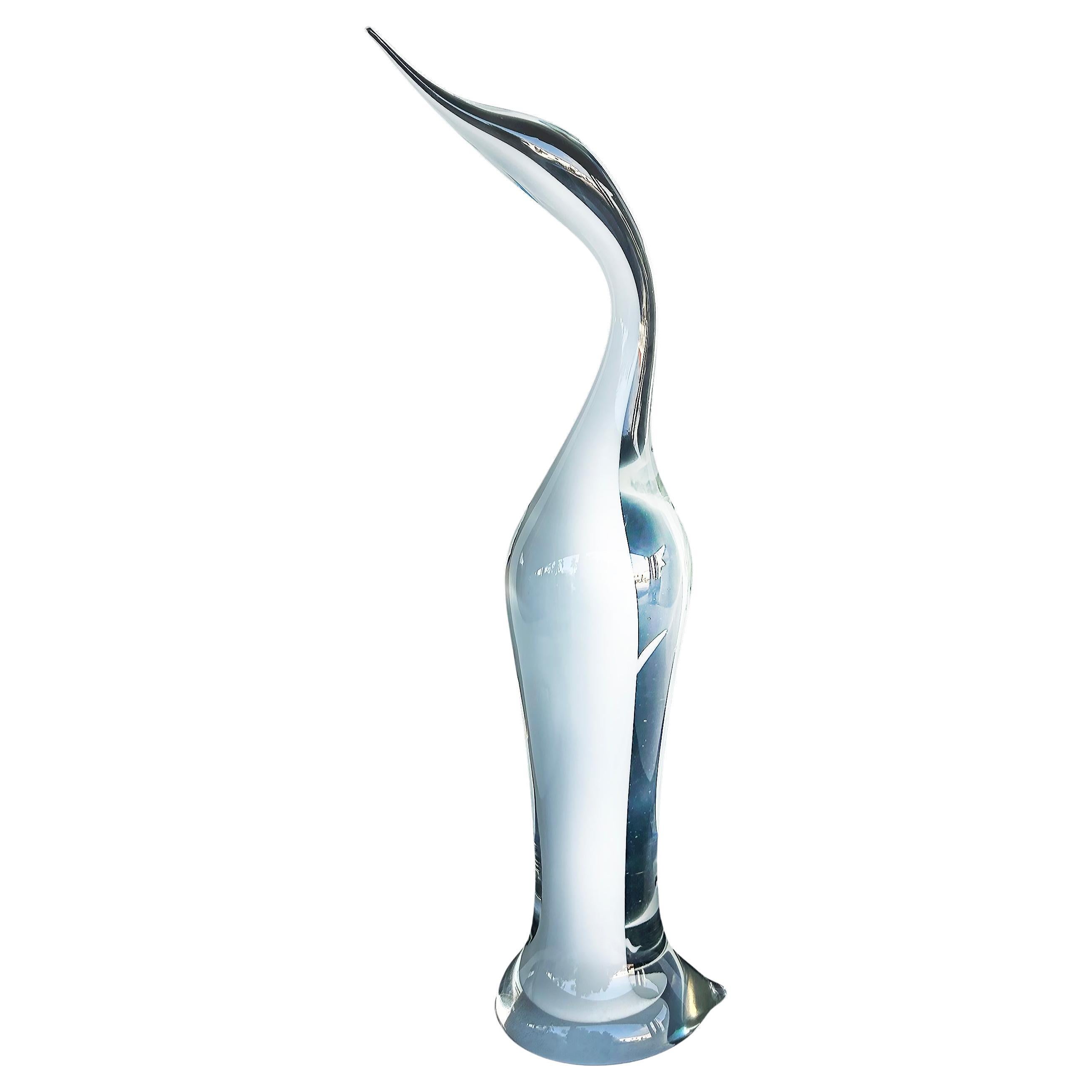 Escultura de pájaro Renato Anatra Murano Glass Sommerso Lattimo, Firmada en venta