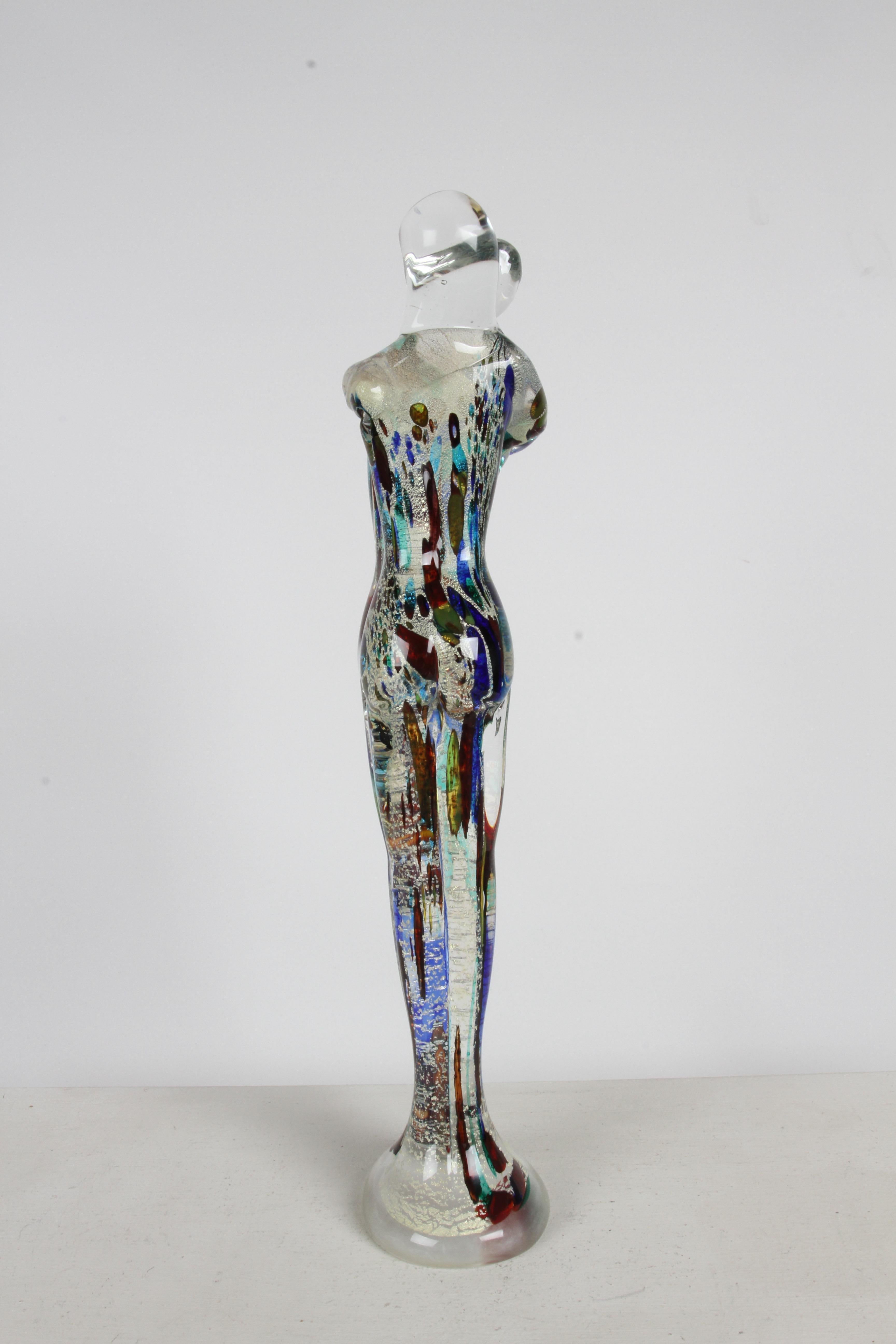 Renato Anatra - Scultura in vetro artistico multicolore di Murano con intreccio di amanti abbracciati in vendita 3