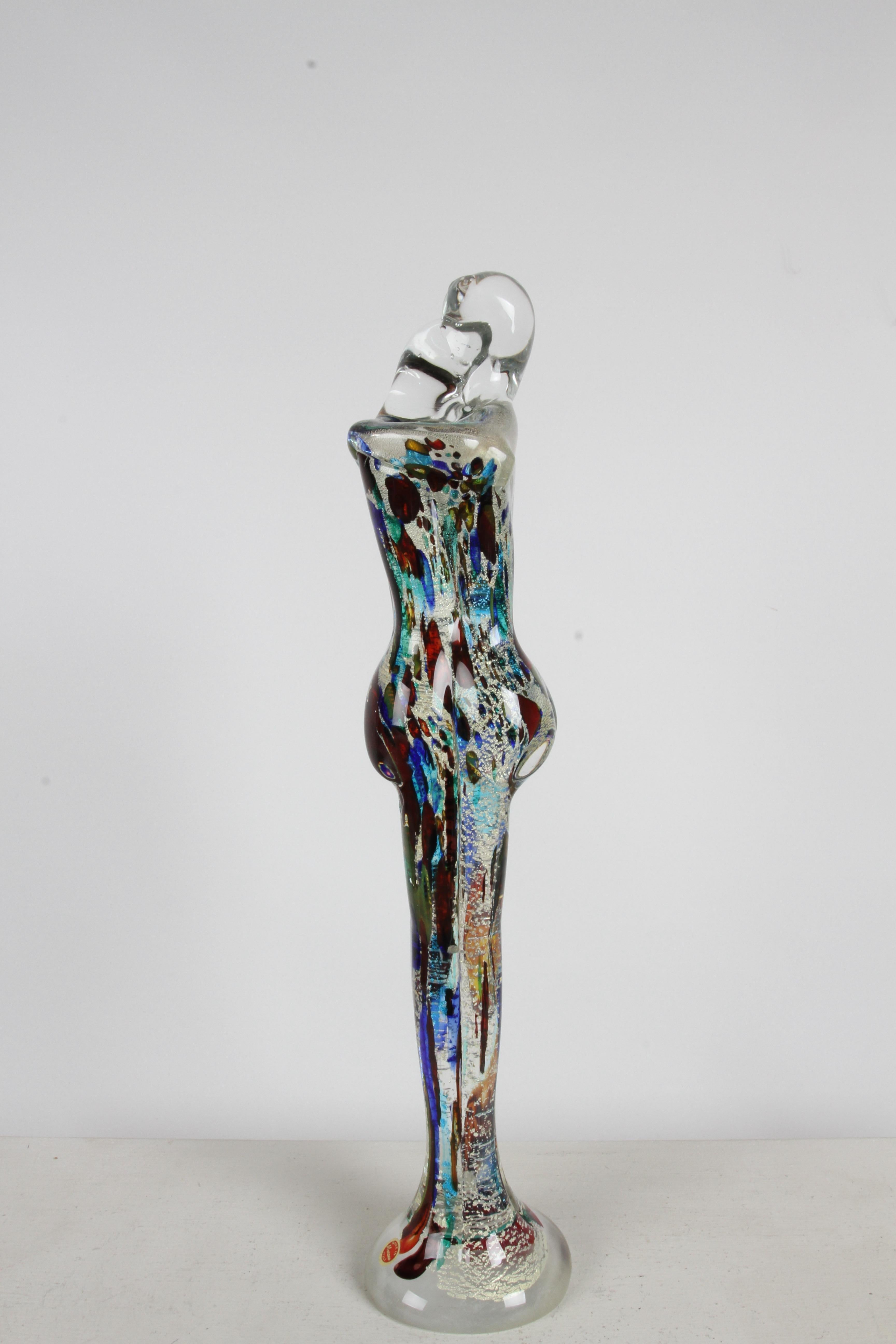 Renato Anatra - Scultura in vetro artistico multicolore di Murano con intreccio di amanti abbracciati in vendita 5