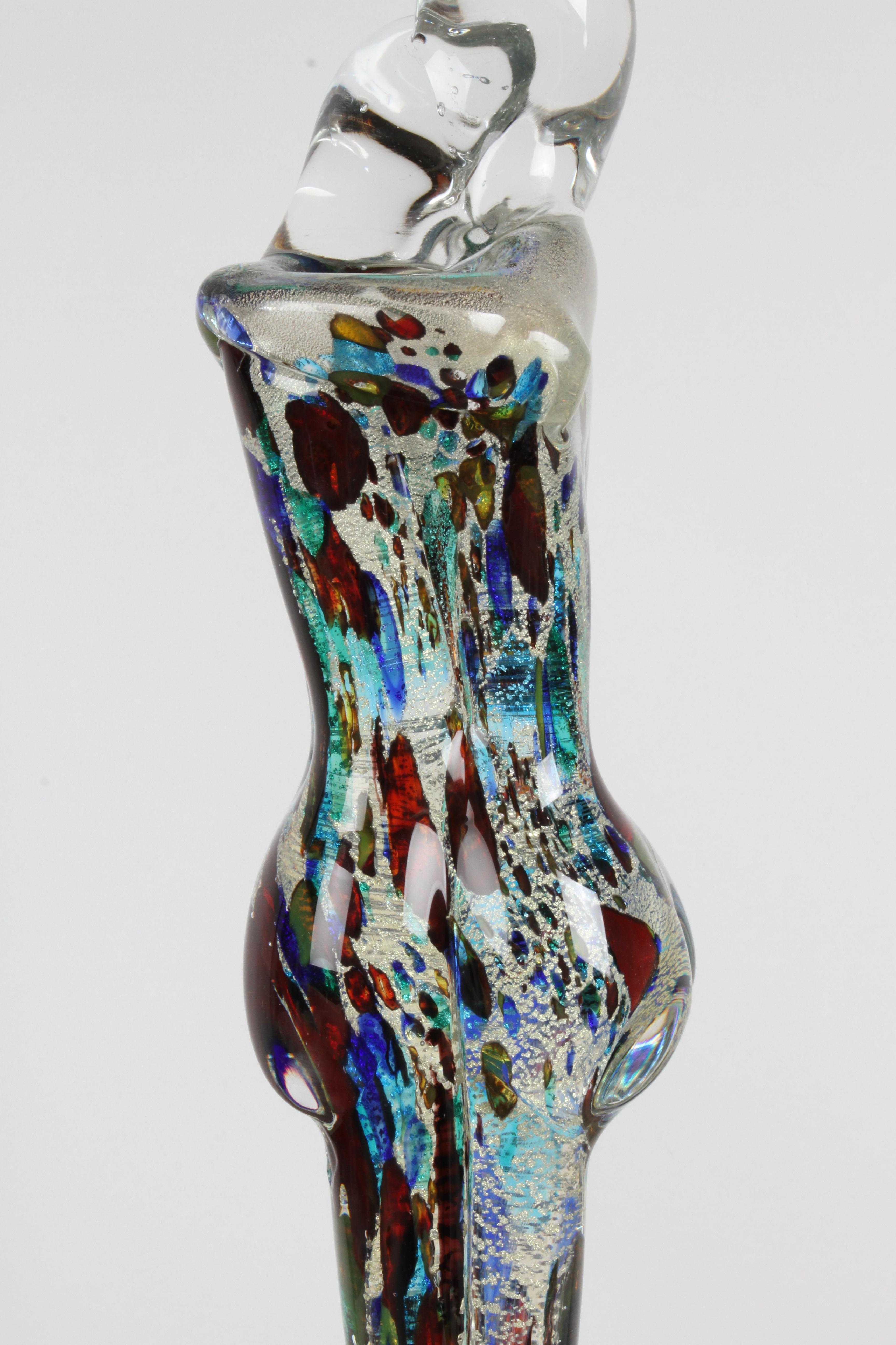 Renato Anatra - Scultura in vetro artistico multicolore di Murano con intreccio di amanti abbracciati in vendita 7